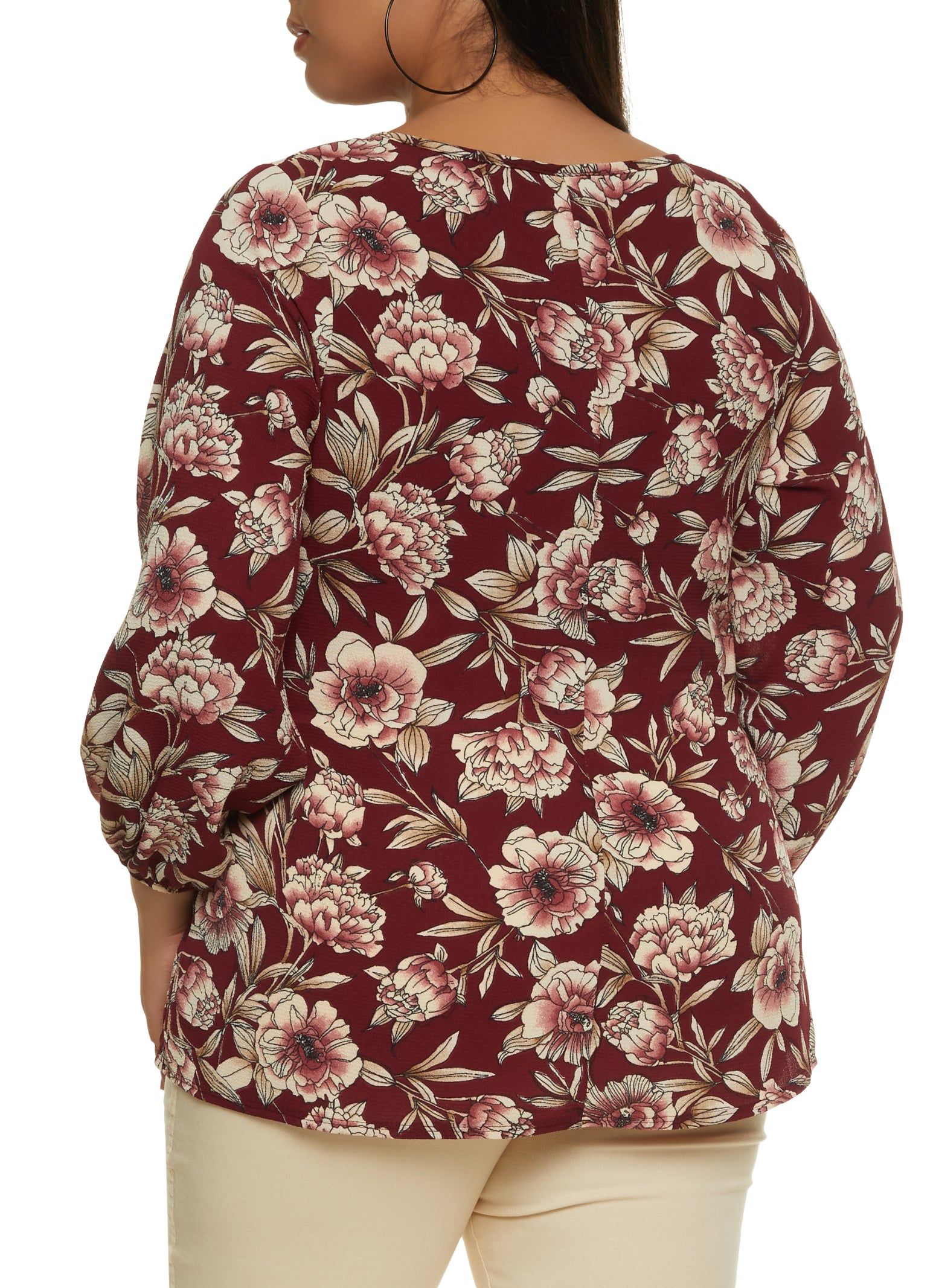 Plus Size Floral Tie Front Blouse sold by Rainbow product image thumbnail 2