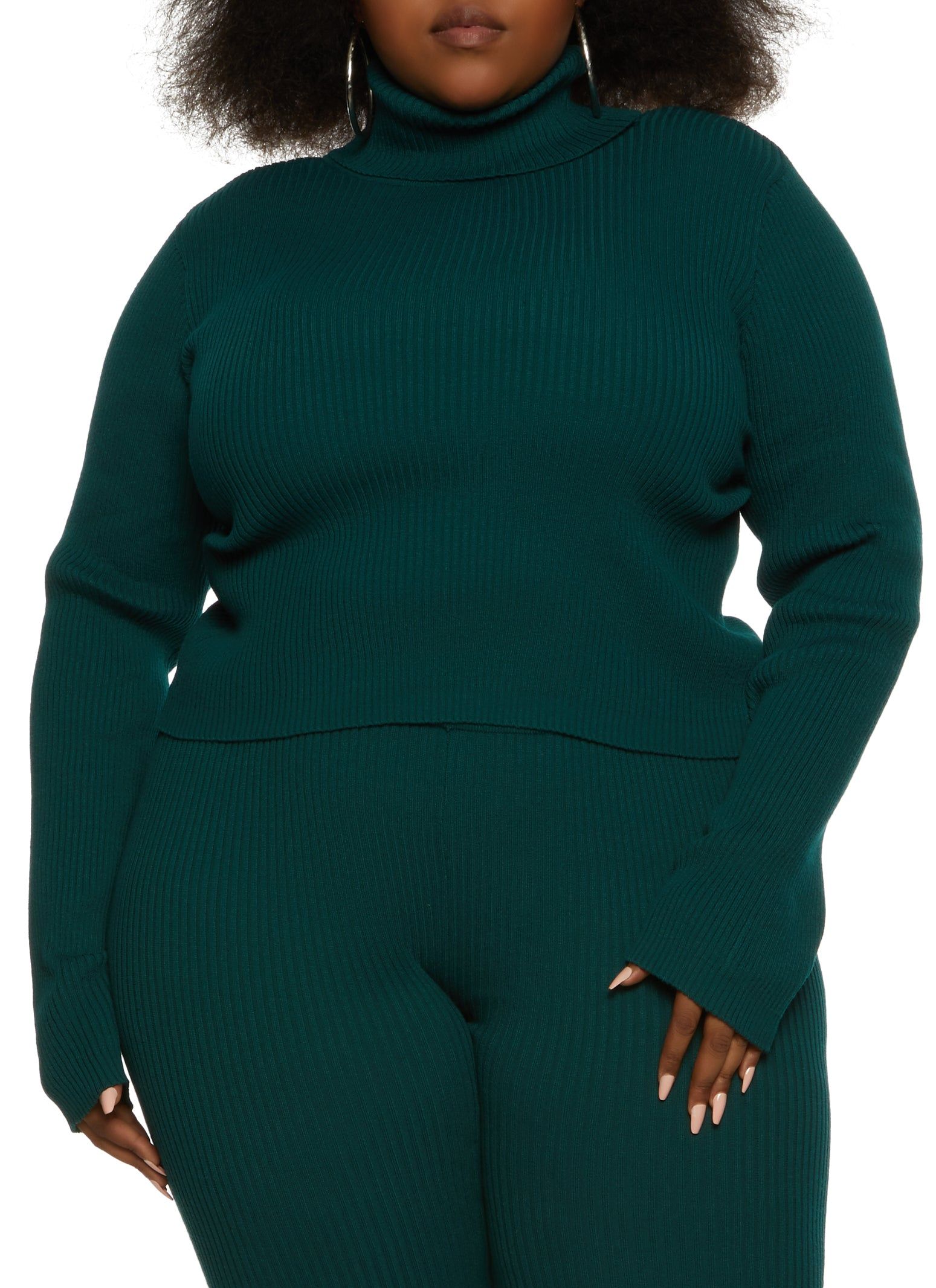 Plus Size Solid Ribbed Turtleneck Sweater sold by Rainbow