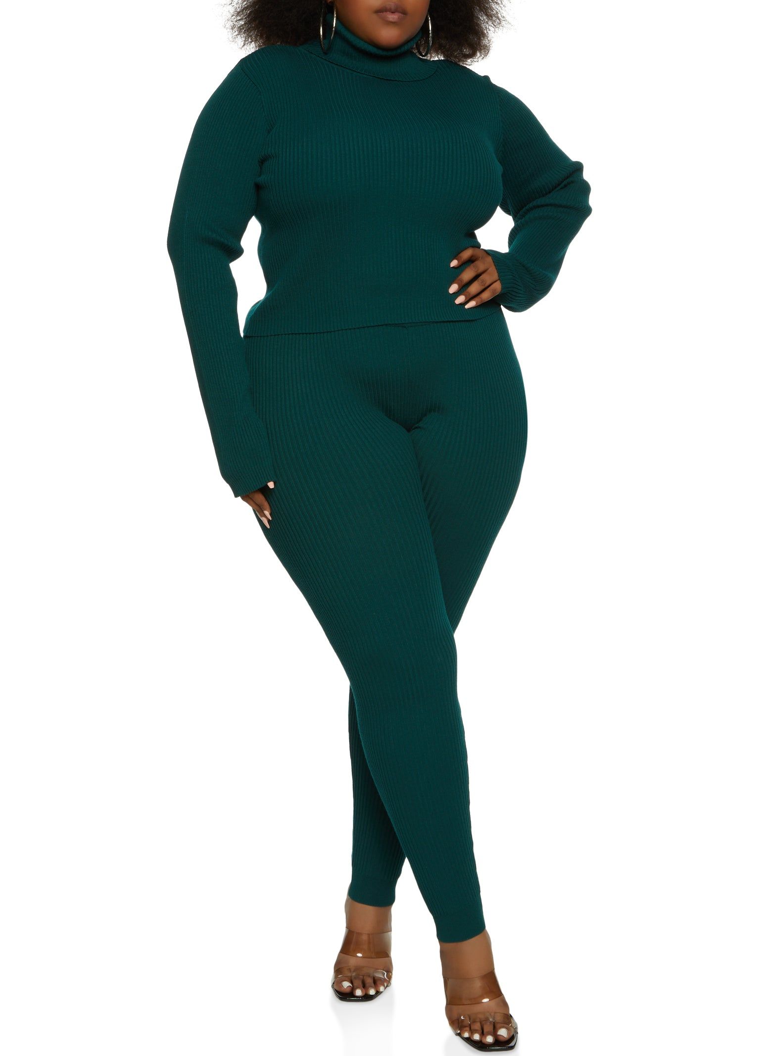 Plus Size Solid Ribbed Turtleneck Sweater sold by Rainbow product image thumbnail 2