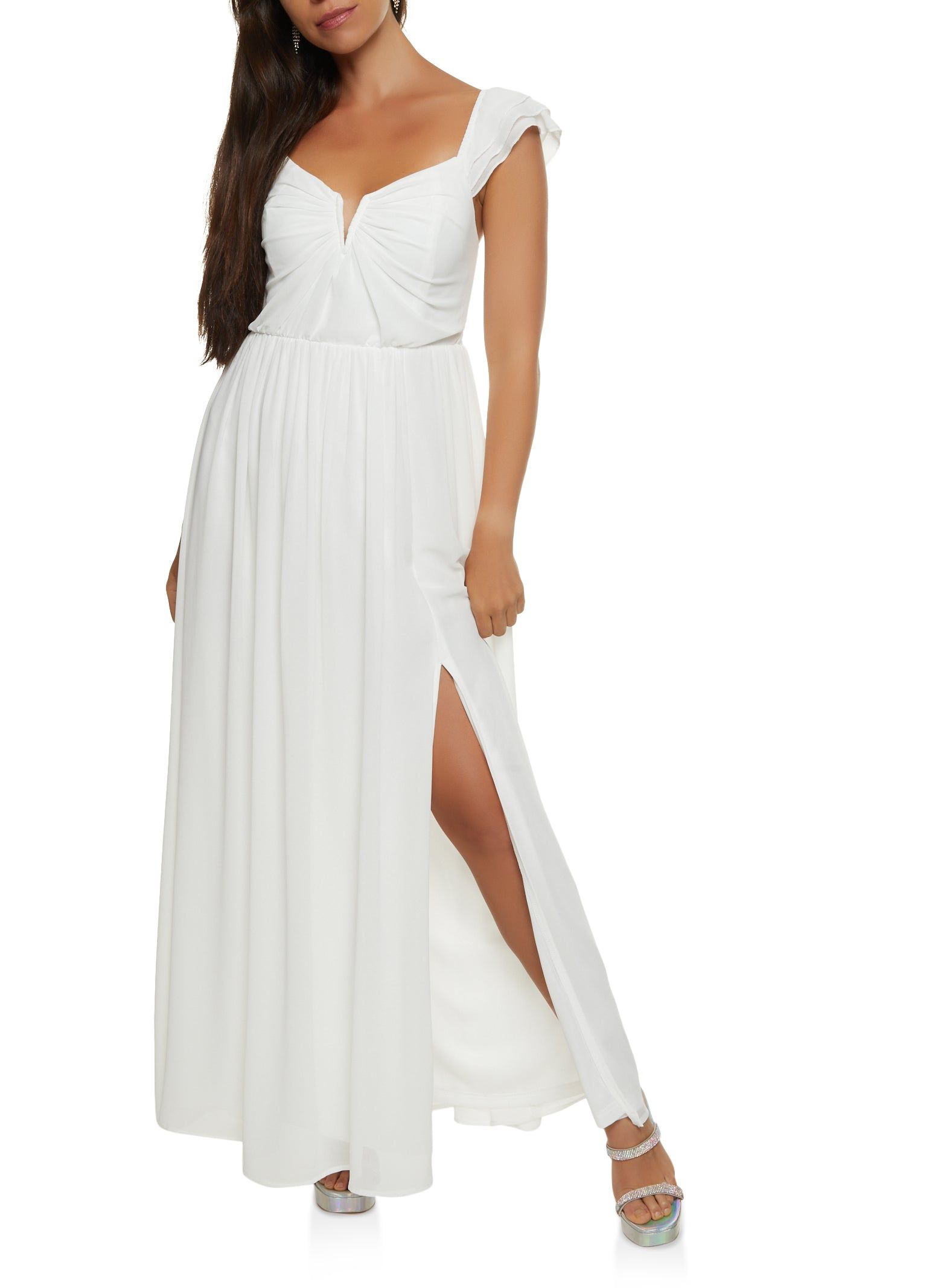 Flutter Sleeve Chiffon Maxi Dress sold by Rainbow product image thumbnail 2