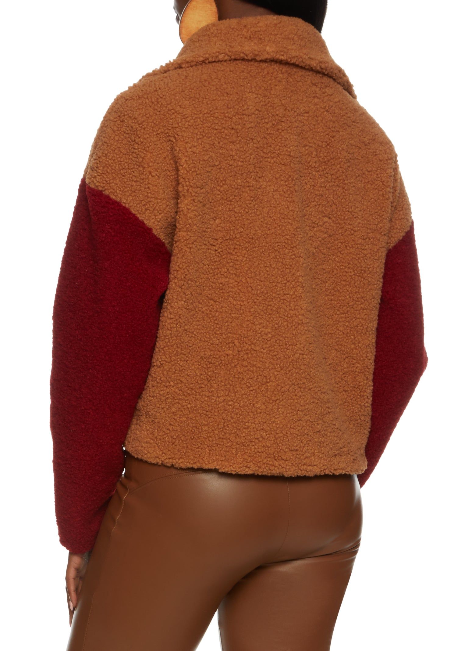 Sherpa Color Block Zip Front Teddy Jacket sold by Rainbow product image thumbnail 3