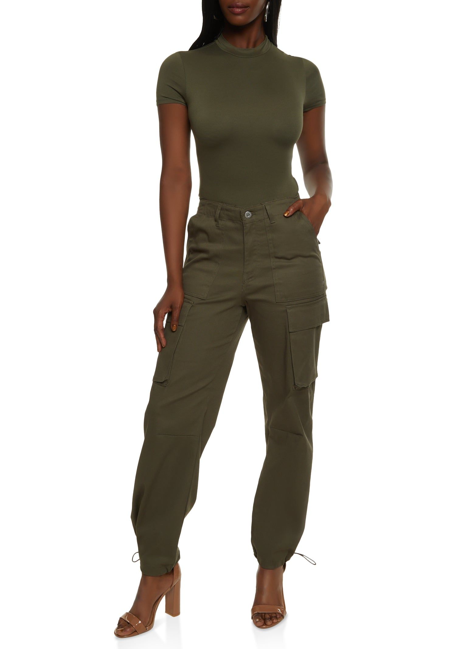 Solid Mock Neck Short Sleeve Bodysuit sold by Rainbow product image thumbnail 2