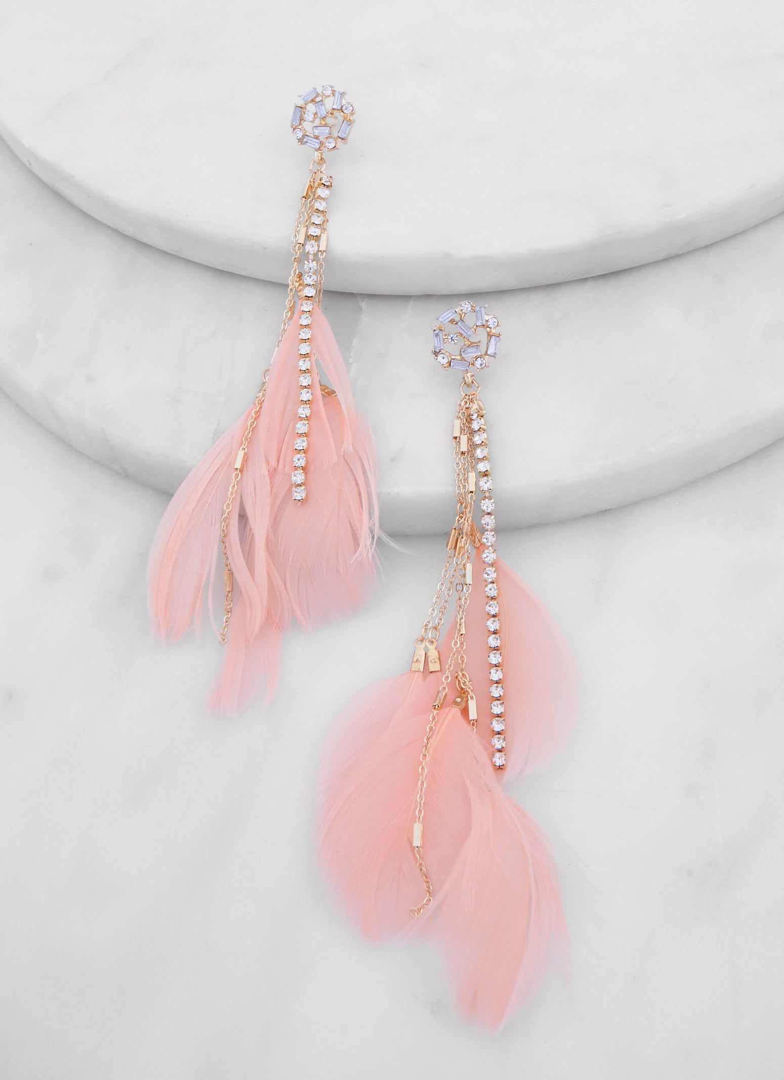 Rhinestone Feather Drop Earrings sold by Rainbow product image thumbnail 2