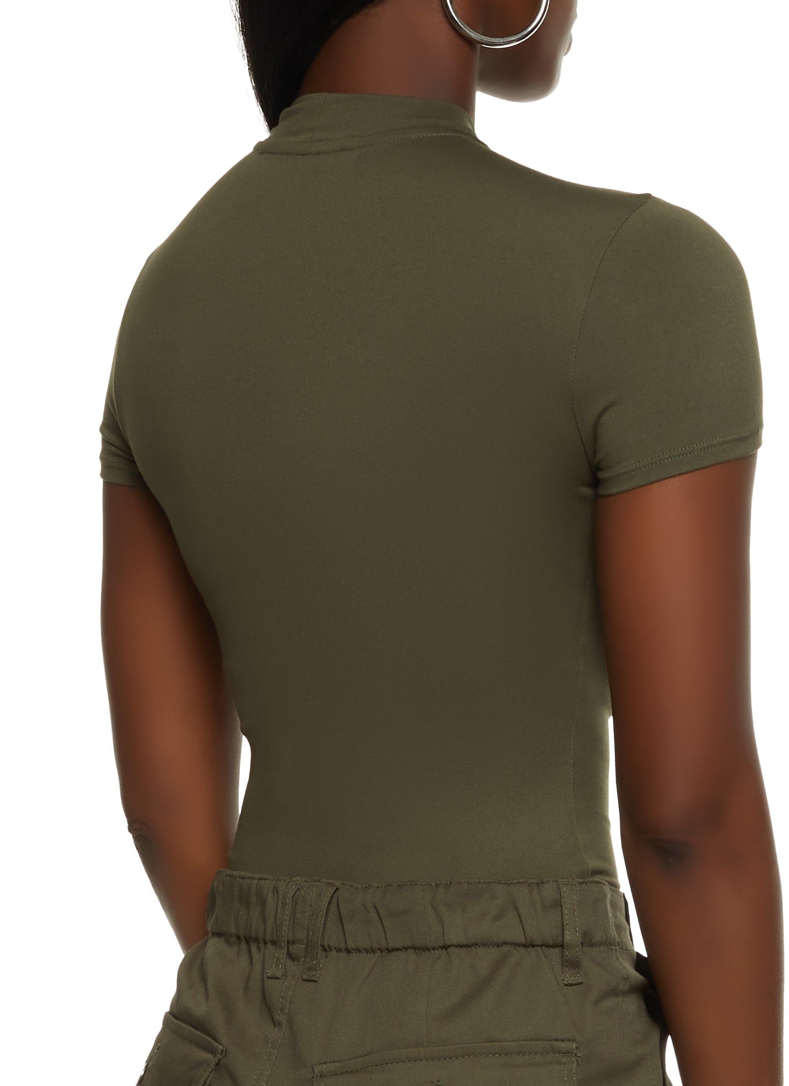 Solid Mock Neck Short Sleeve Bodysuit sold by Rainbow product image thumbnail 3