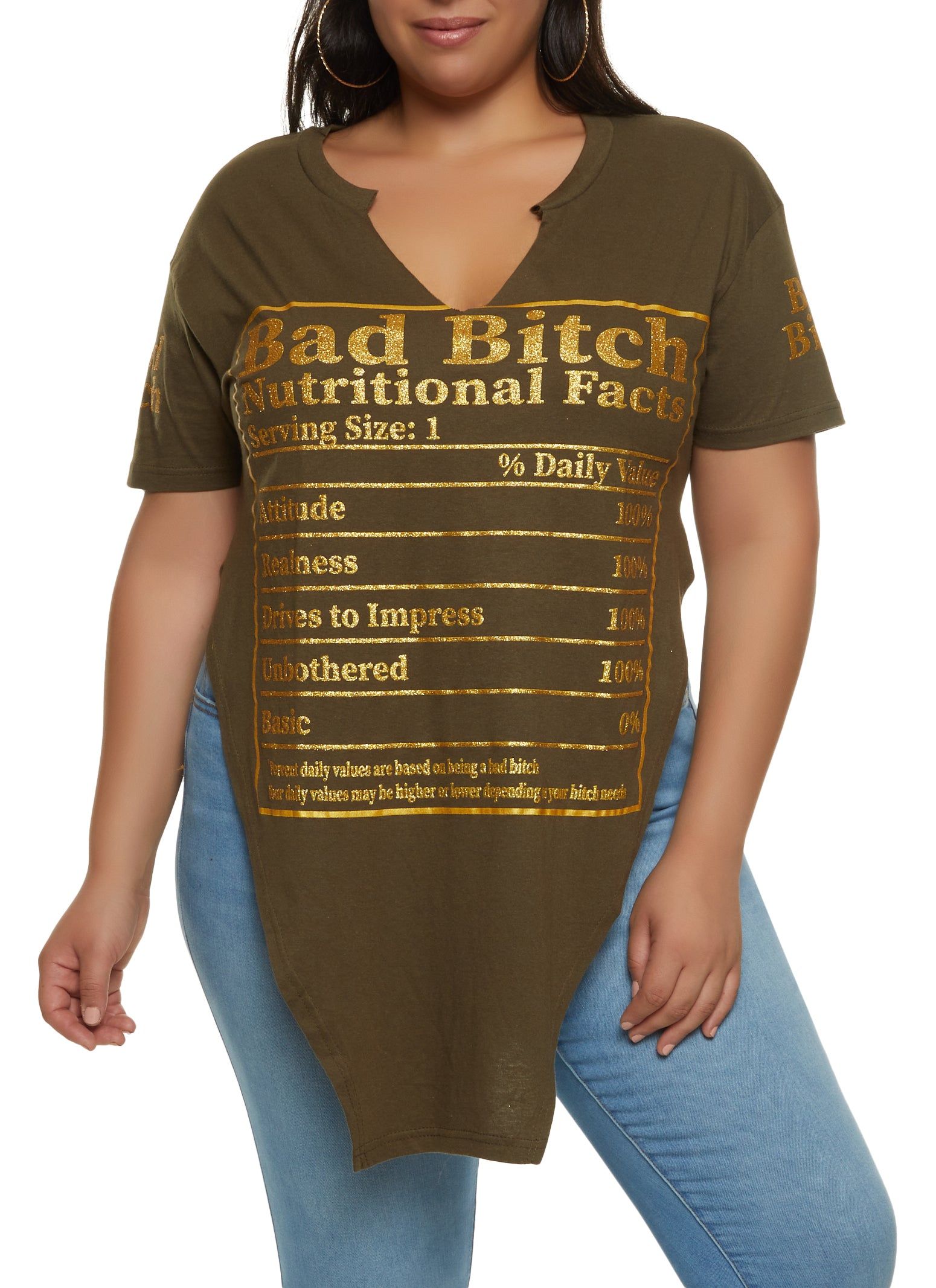 Plus Size Nutritional Facts Graphic Tee sold by Rainbow