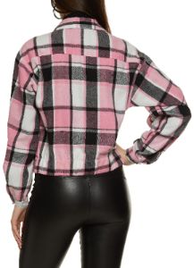 Plaid Button Front Pocket Detail Shacket sold by Rainbow