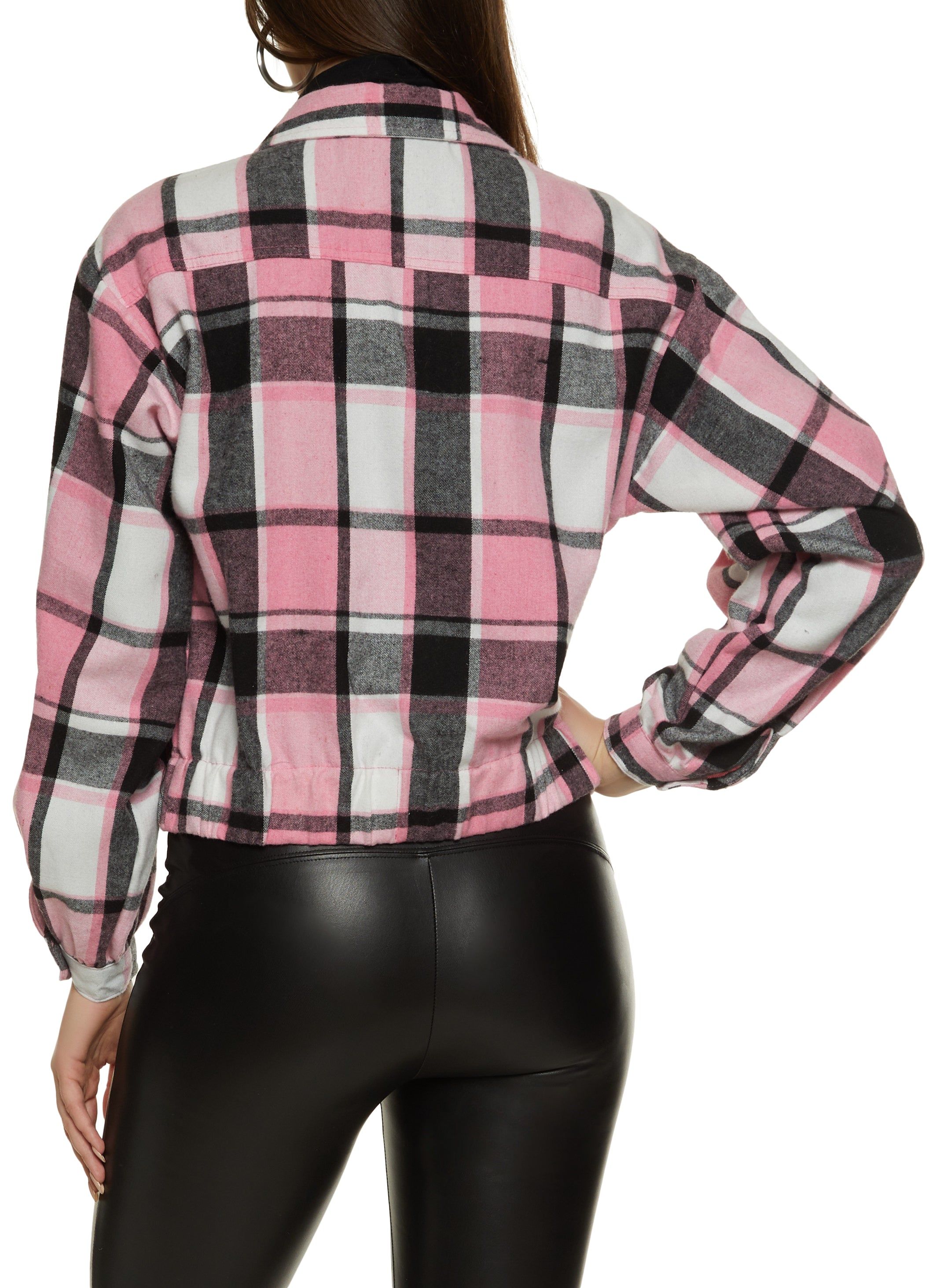 Plaid Button Front Pocket Detail Shacket sold by Rainbow product image thumbnail 3