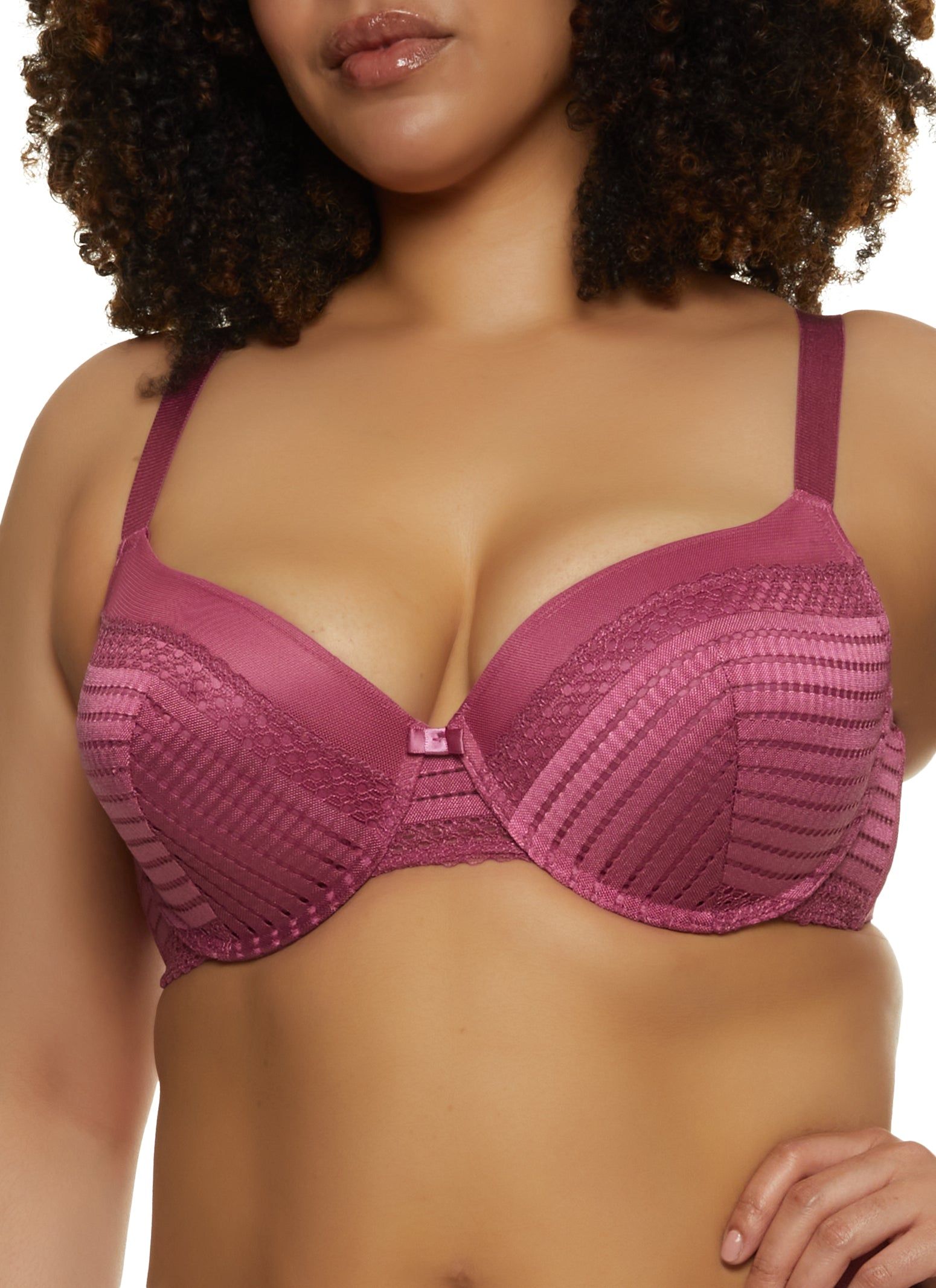 Plus Size Mesh Detail Lace Bra sold by Rainbow