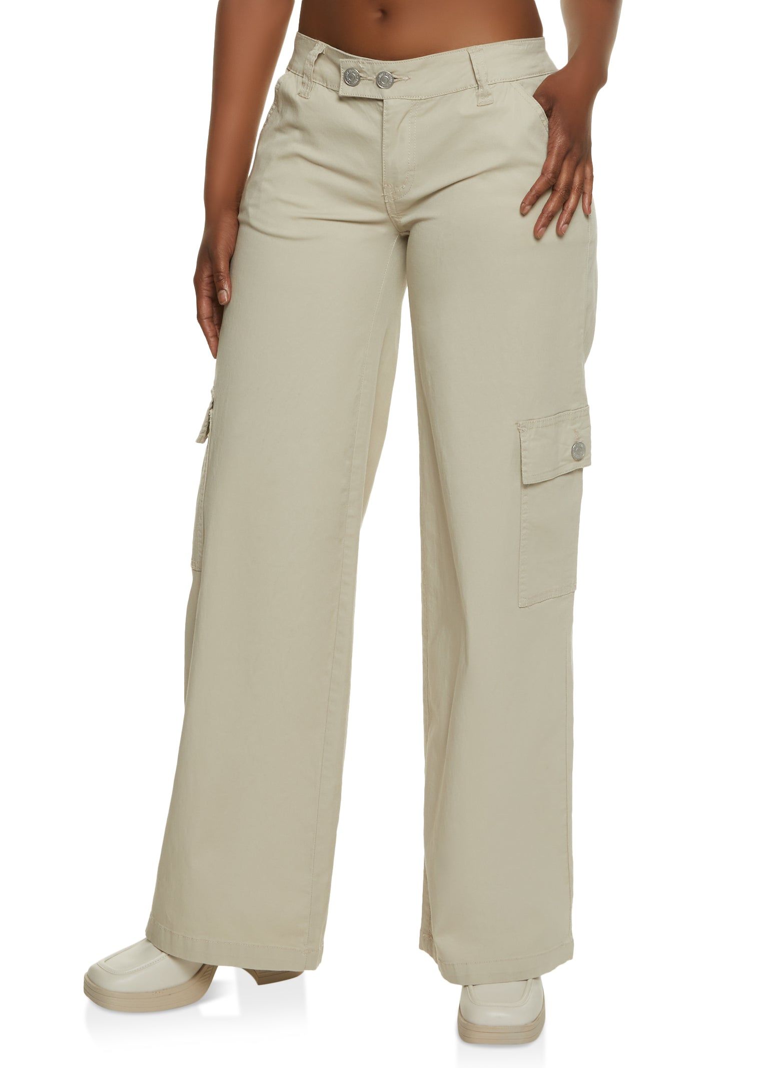 Twill Wide Leg Cargo Pants sold by Rainbow