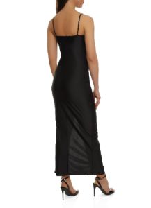 Spandex Cowl Neck Side Slit Maxi Dress sold by Rainbow