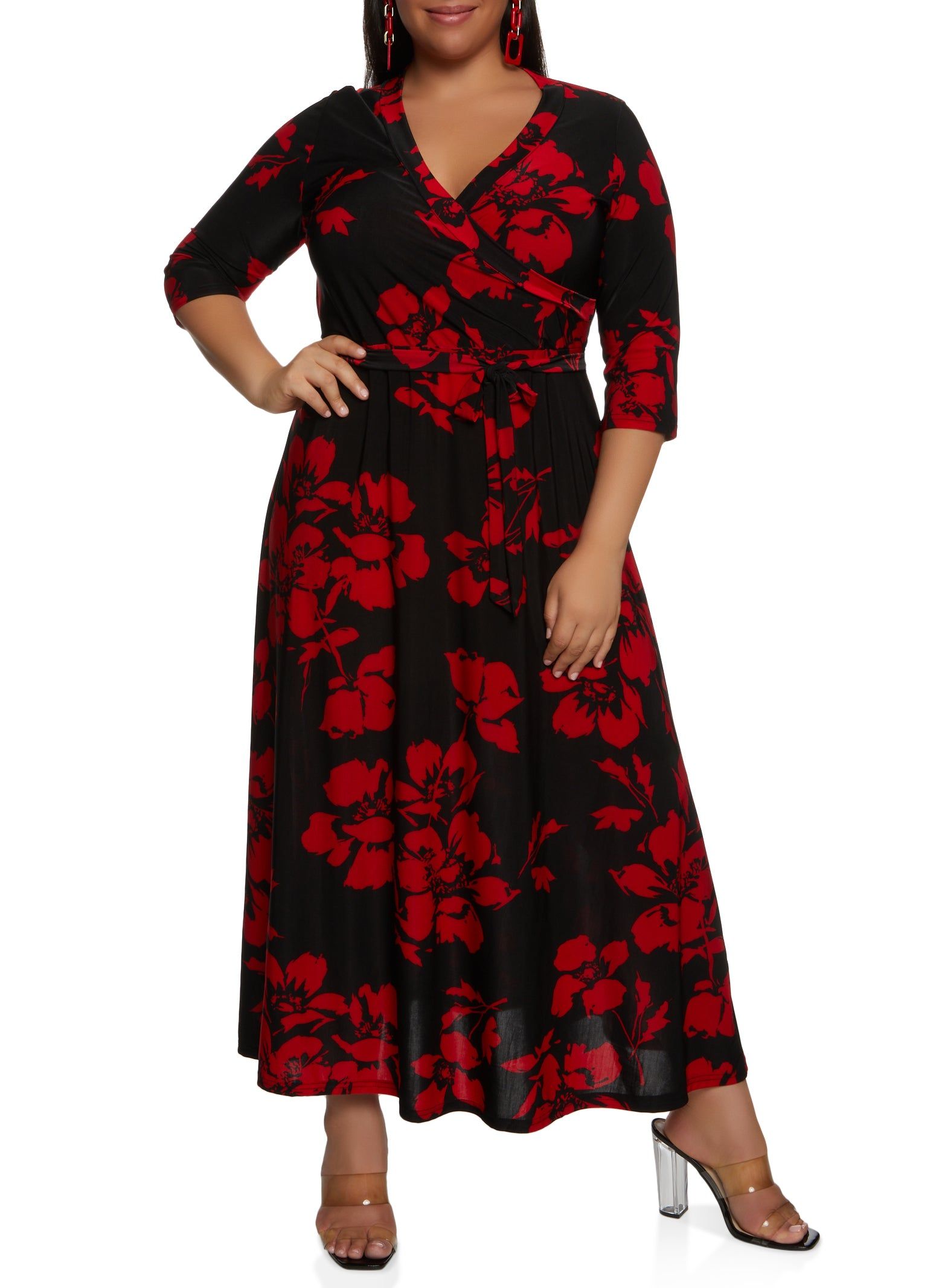 Plus Size Floral Print Faux Wrap Maxi Dress sold by Rainbow product image thumbnail 2