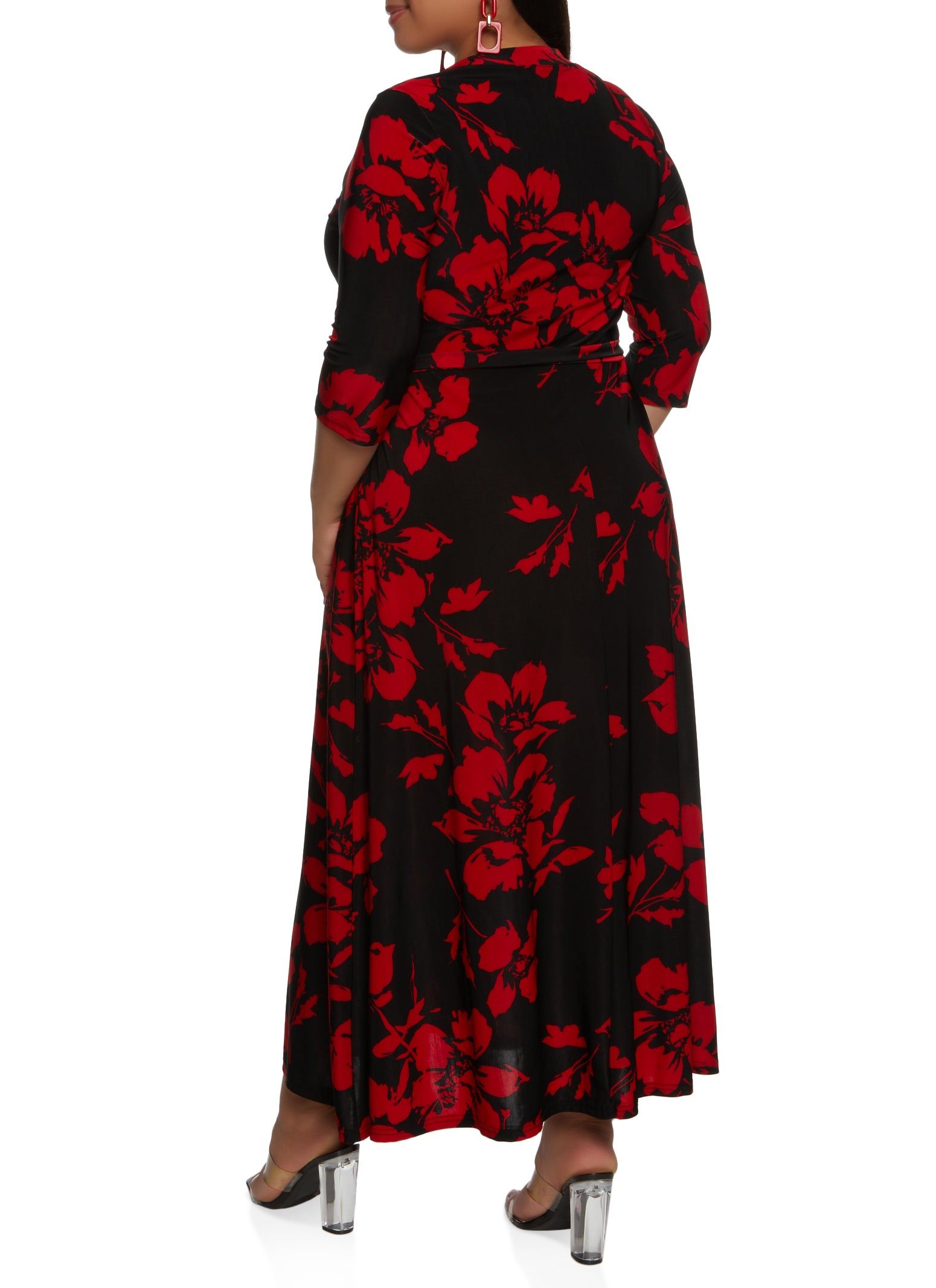 Plus Size Floral Print Faux Wrap Maxi Dress sold by Rainbow product image thumbnail 3