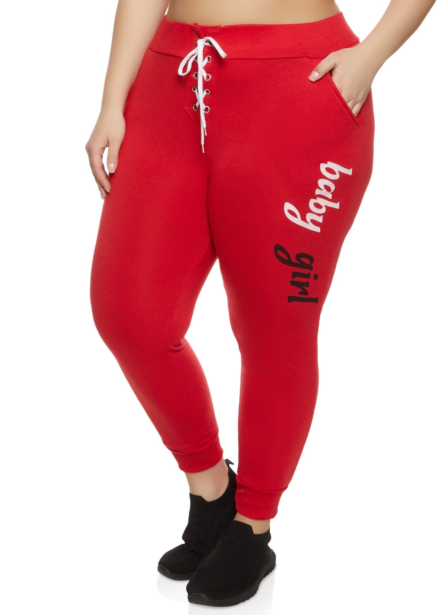 Plus Size Baby Girl Lace Up Detail Joggers sold by Rainbow