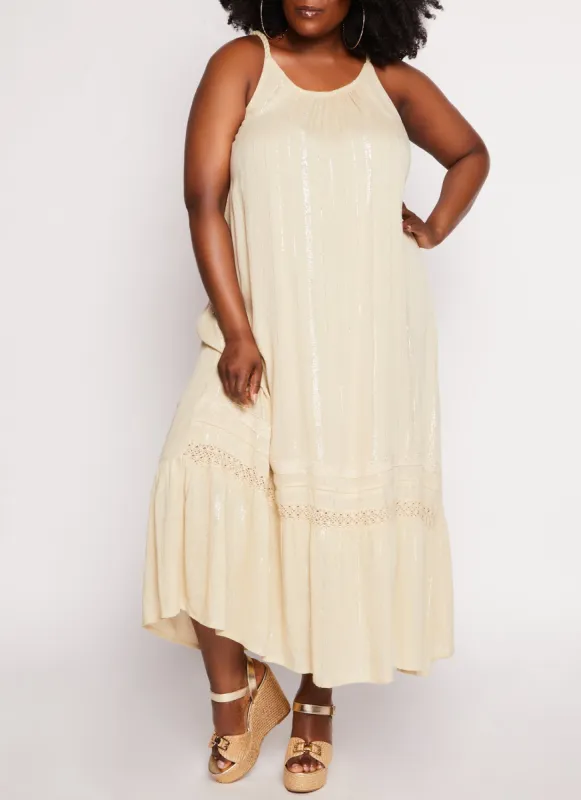Plus Size Lurex Striped Gauze Knit Maxi Dress sold by Rainbow