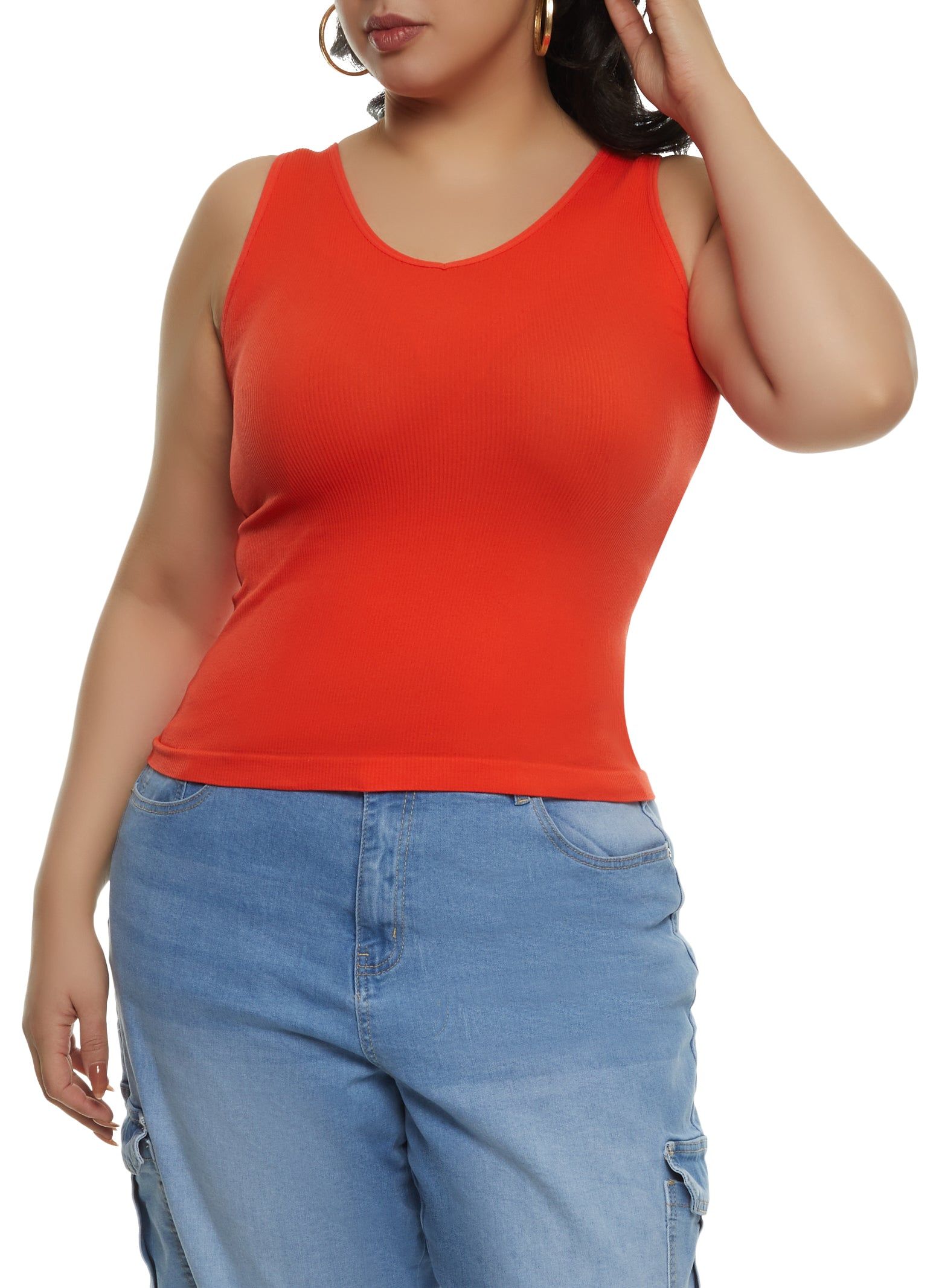 Plus Size Sleeveless Seamless Tank Top sold by Rainbow