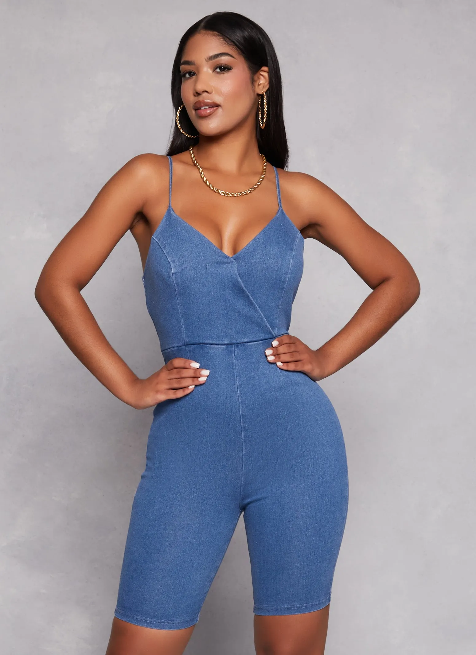 Haute Monde Cami Denim Romper sold by Rainbow