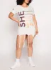 Plus Size She Is Me Graphic Knot Fringe Dress sold by Rainbow