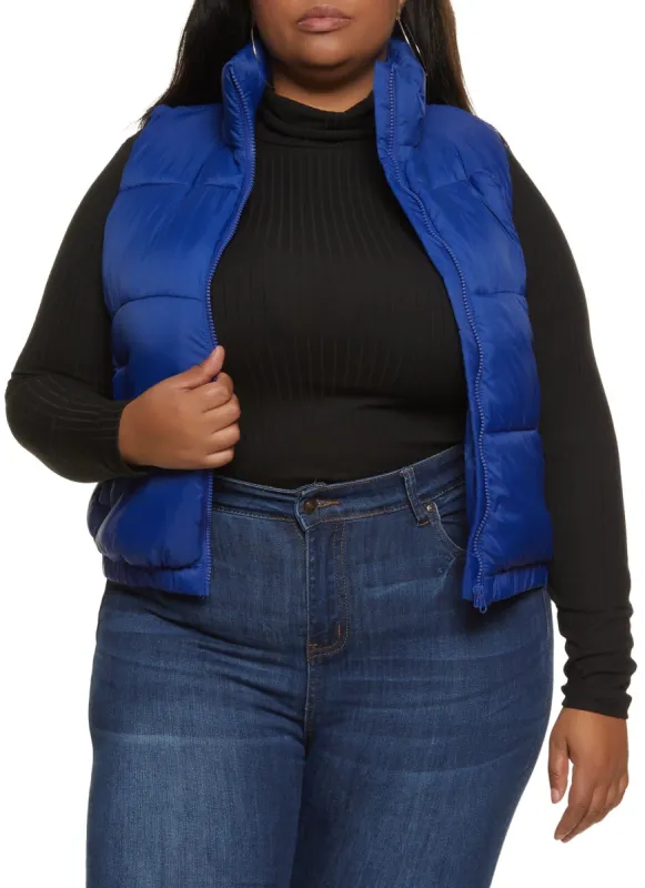 Plus Size Mock Neck Puffer Vest sold by Rainbow