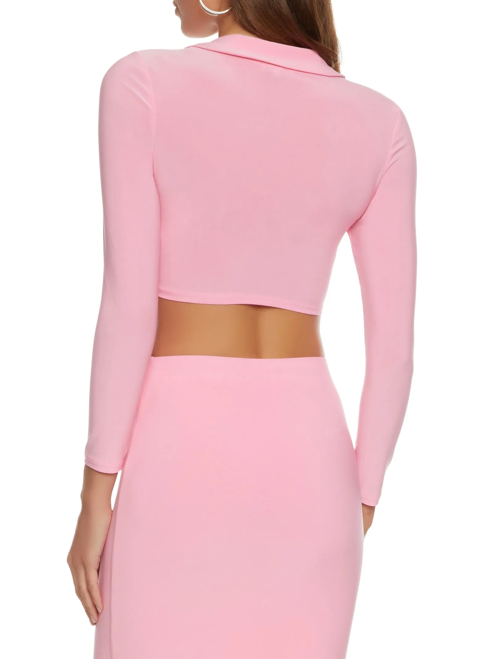 Long Sleeve Tie Front Cropped Blouse sold by Rainbow product image thumbnail 3