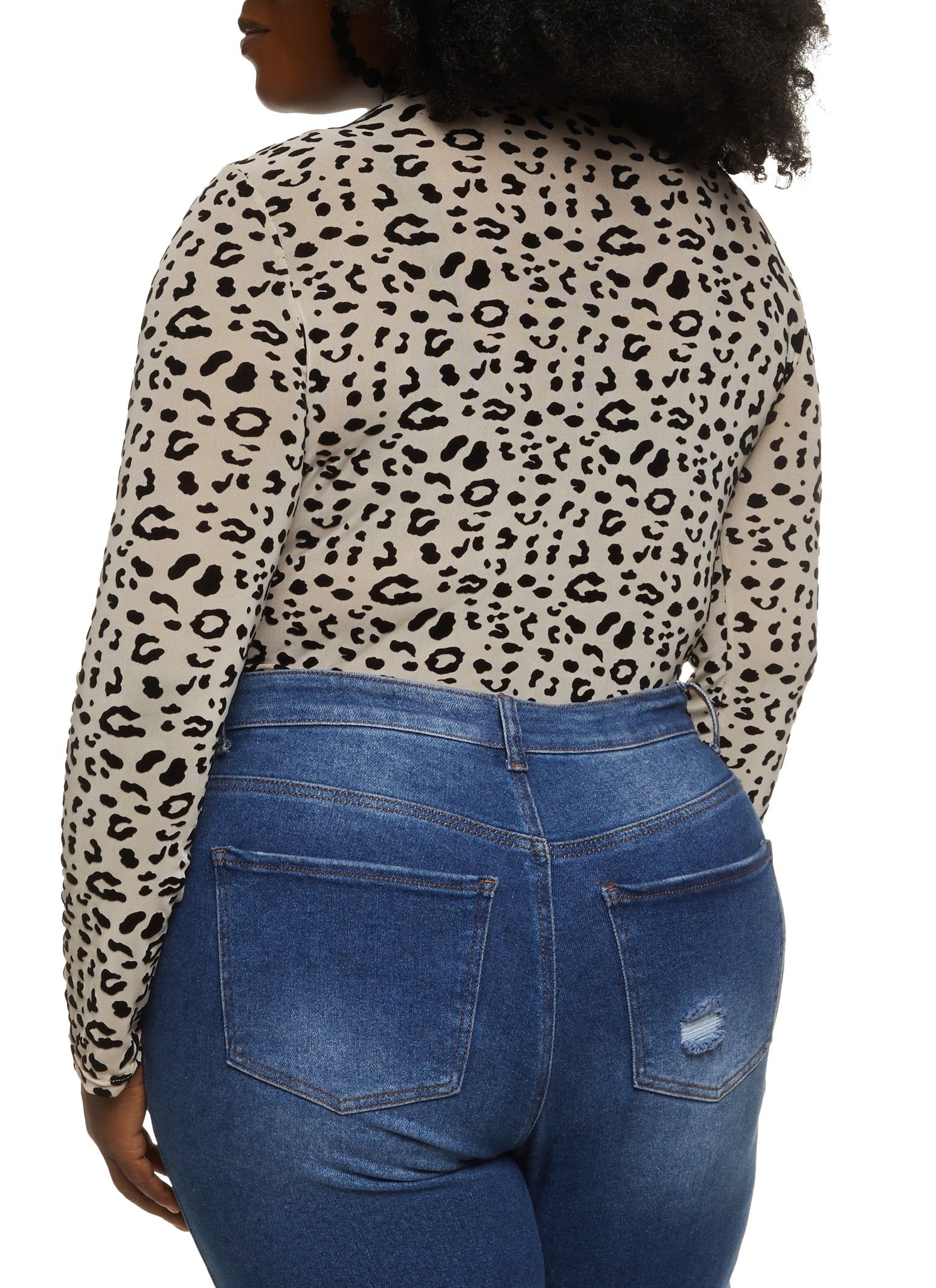 Plus Size Velvet Burnout Cheetah Print Bodysuit sold by Rainbow product image thumbnail 3