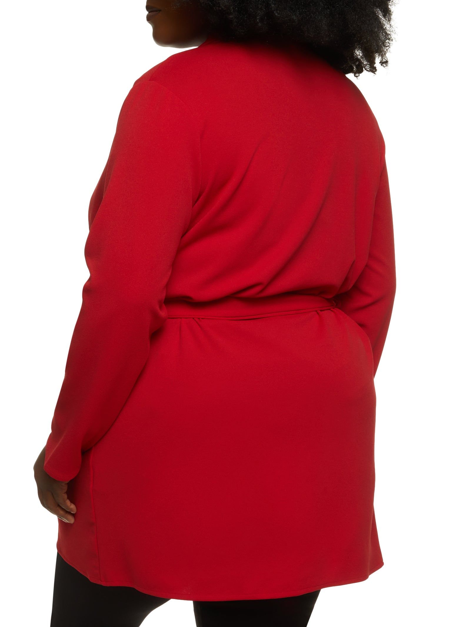 Plus Size Crepe Knit Draped Collar Wrap Coat sold by Rainbow product image thumbnail 3