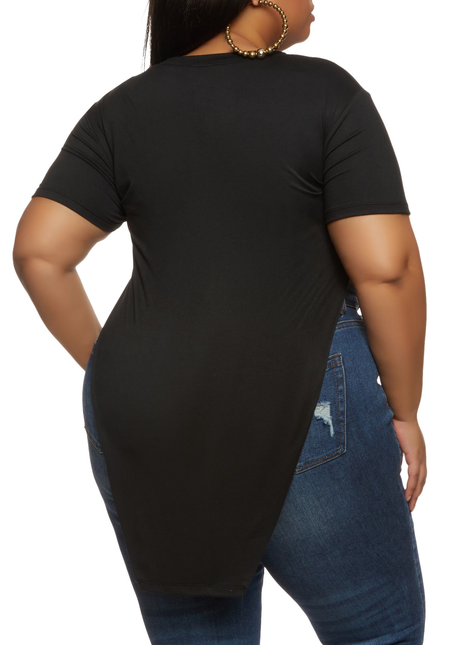 Plus Size Faith Over Fear Rhinestone Embossed Tunic Top sold by Rainbow product image thumbnail 2