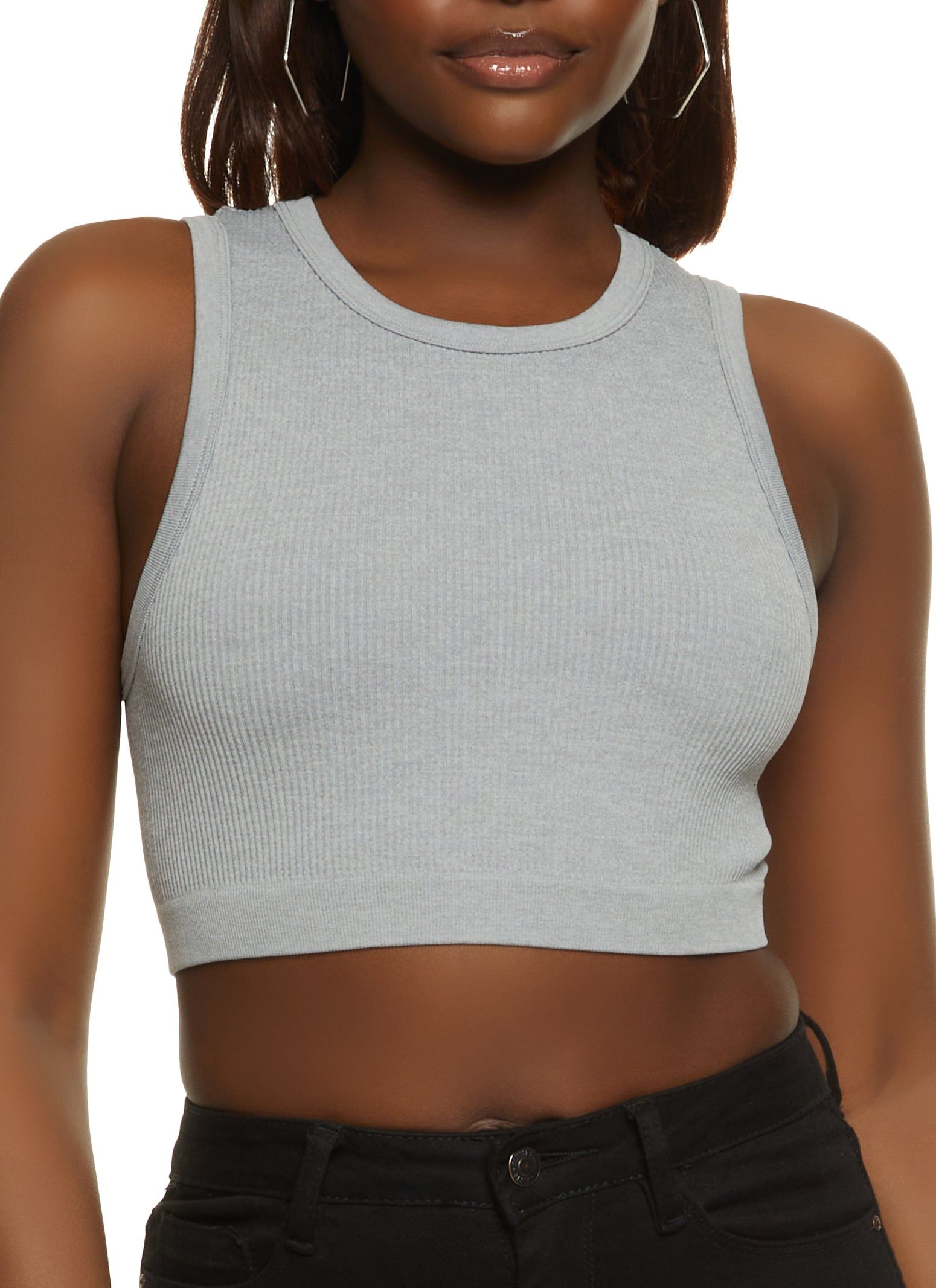 Seamless Compression Ribbed Cropped Tank Top sold by Rainbow