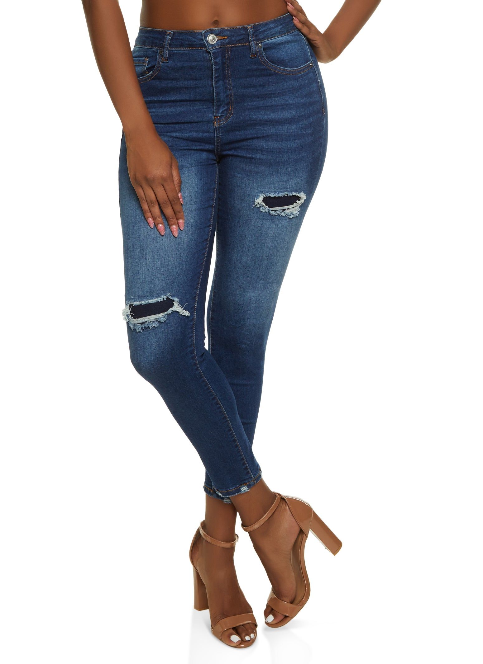 WAX Patch and Repair High Rise Skinny Jeans sold by Rainbow