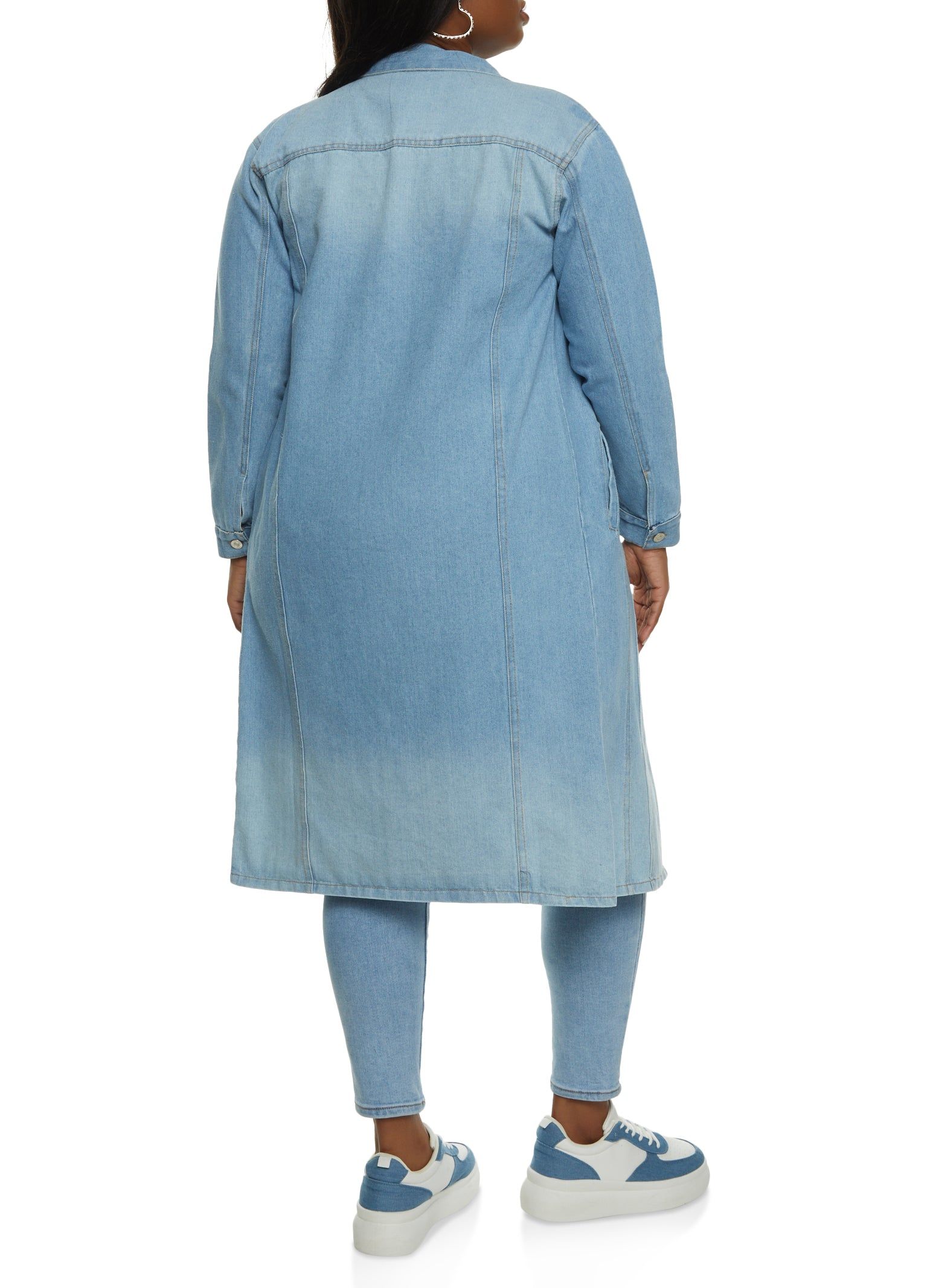 Plus Size Denim Button Front Longline Jacket sold by Rainbow product image thumbnail 2