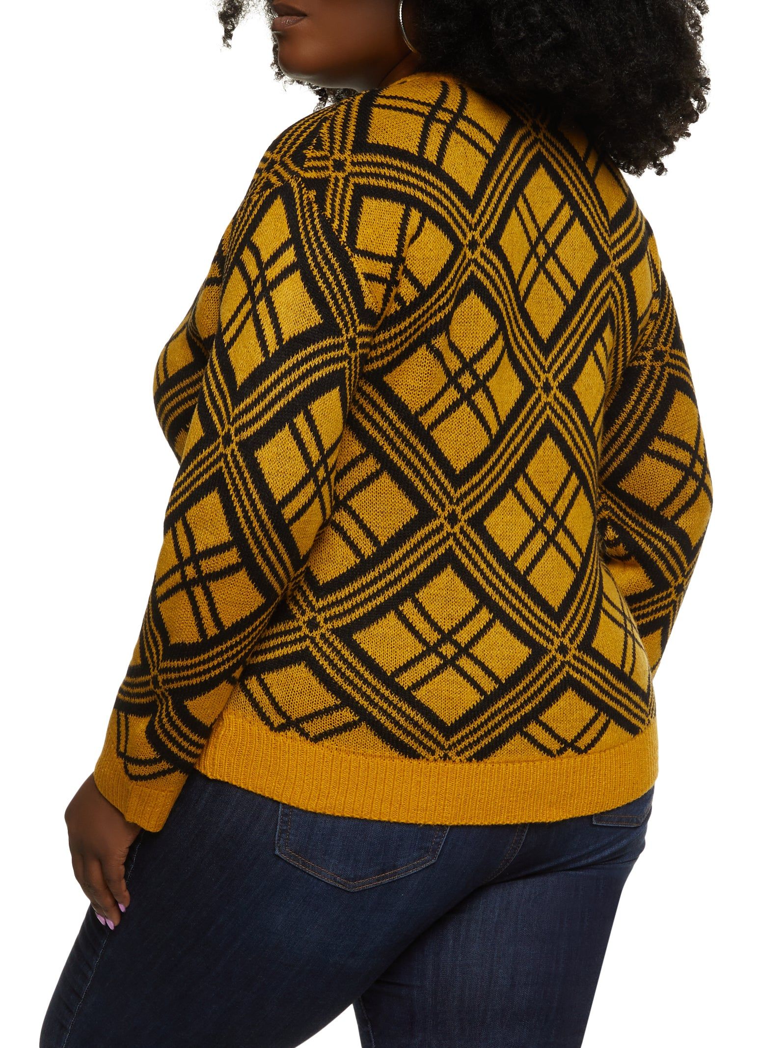 Plus Size Geo Print Button Front Cardigan sold by Rainbow product image thumbnail 2