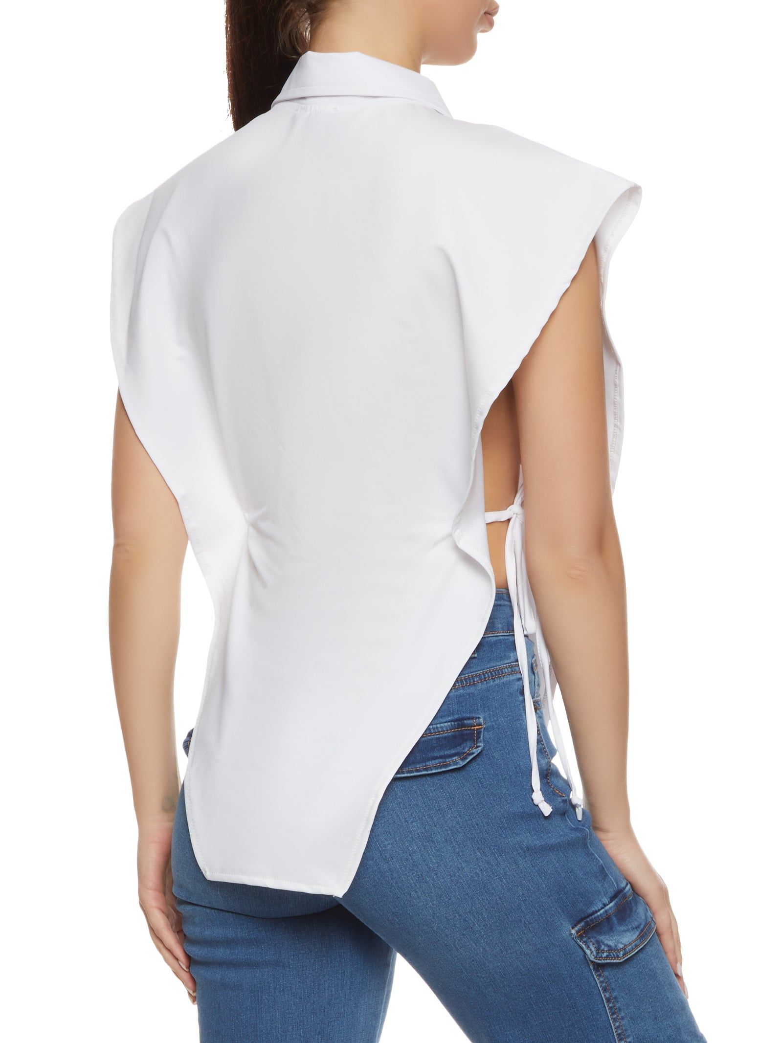 Open Tie Side Half Button Front Top sold by Rainbow product image thumbnail 2