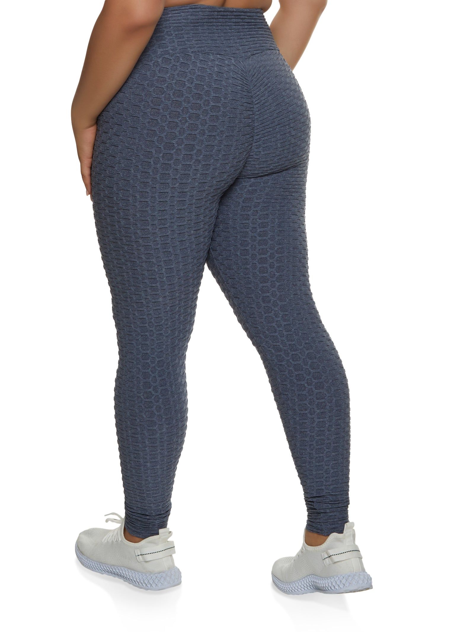 Plus Size Solid Honeycomb High Waisted Leggings sold by Rainbow product image thumbnail 2