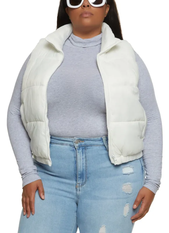 Plus Size Mock Neck Puffer Vest sold by Rainbow