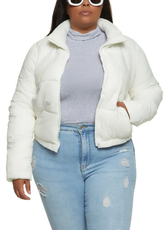Plus Size Nylon Mock Neck Puffer Jacket sold by Rainbow