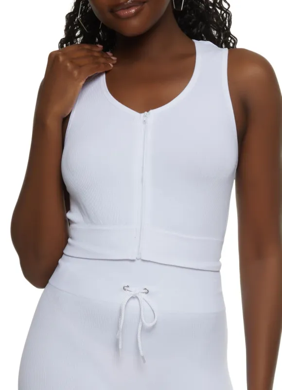 Zip Up Scoop Neck Tank Top sold by Rainbow