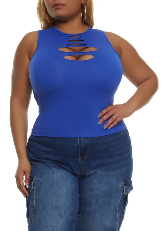Plus Size Seamless Laser Cut Tank Top sold by Rainbow