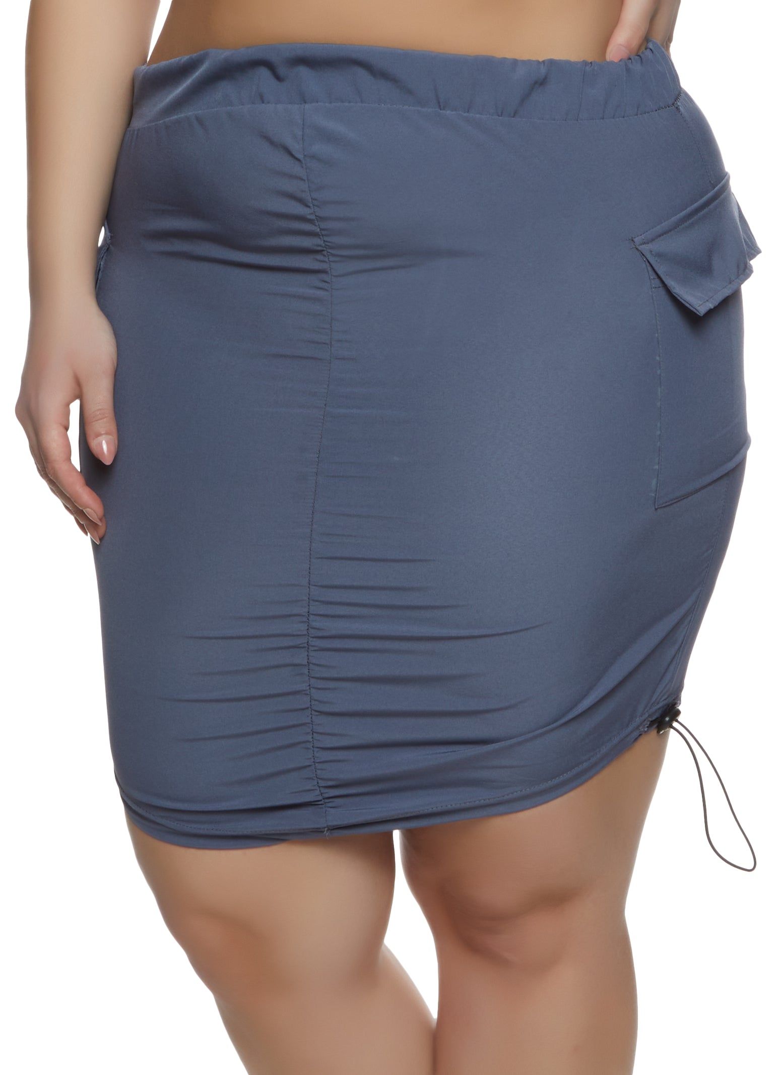 Plus Size Toggle Drawstring Hem Cargo Mini Skirt sold by Rainbow