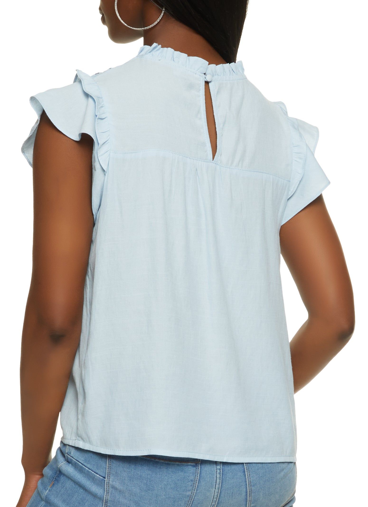 Crochet Detail Ruffle Trim Blouse sold by Rainbow product image thumbnail 2