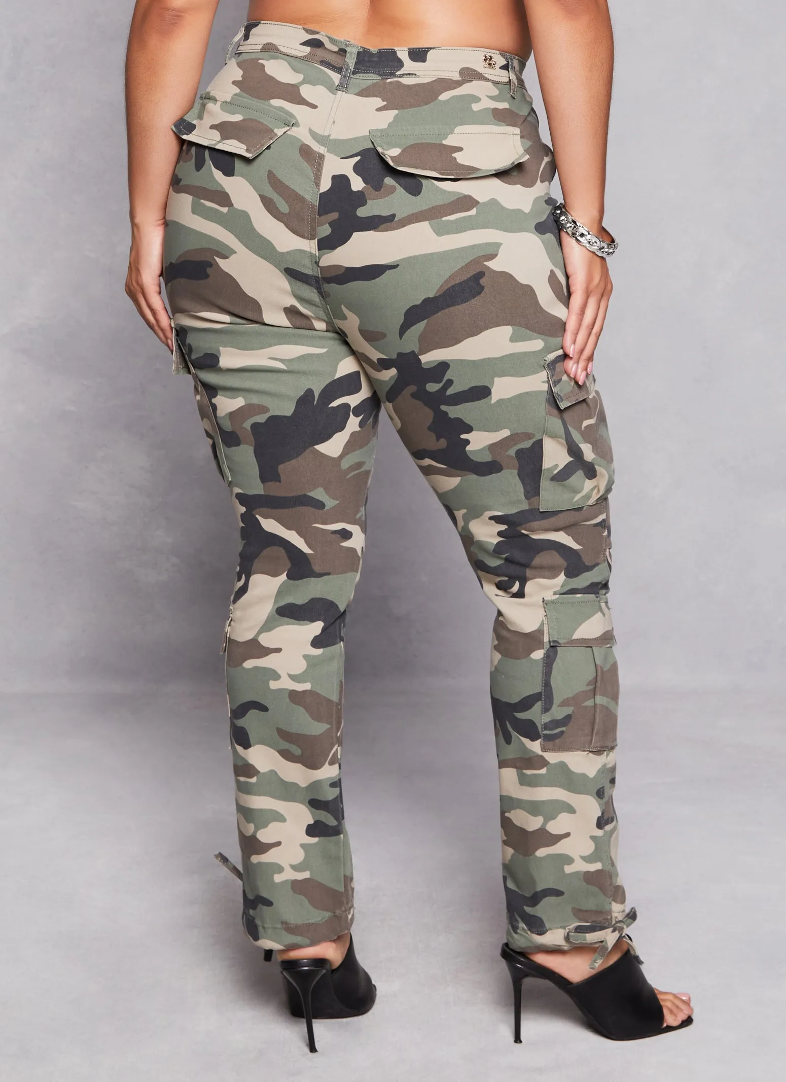 Plus Size Camo Drawstring Hem Cargo Pants sold by Rainbow product image thumbnail 3