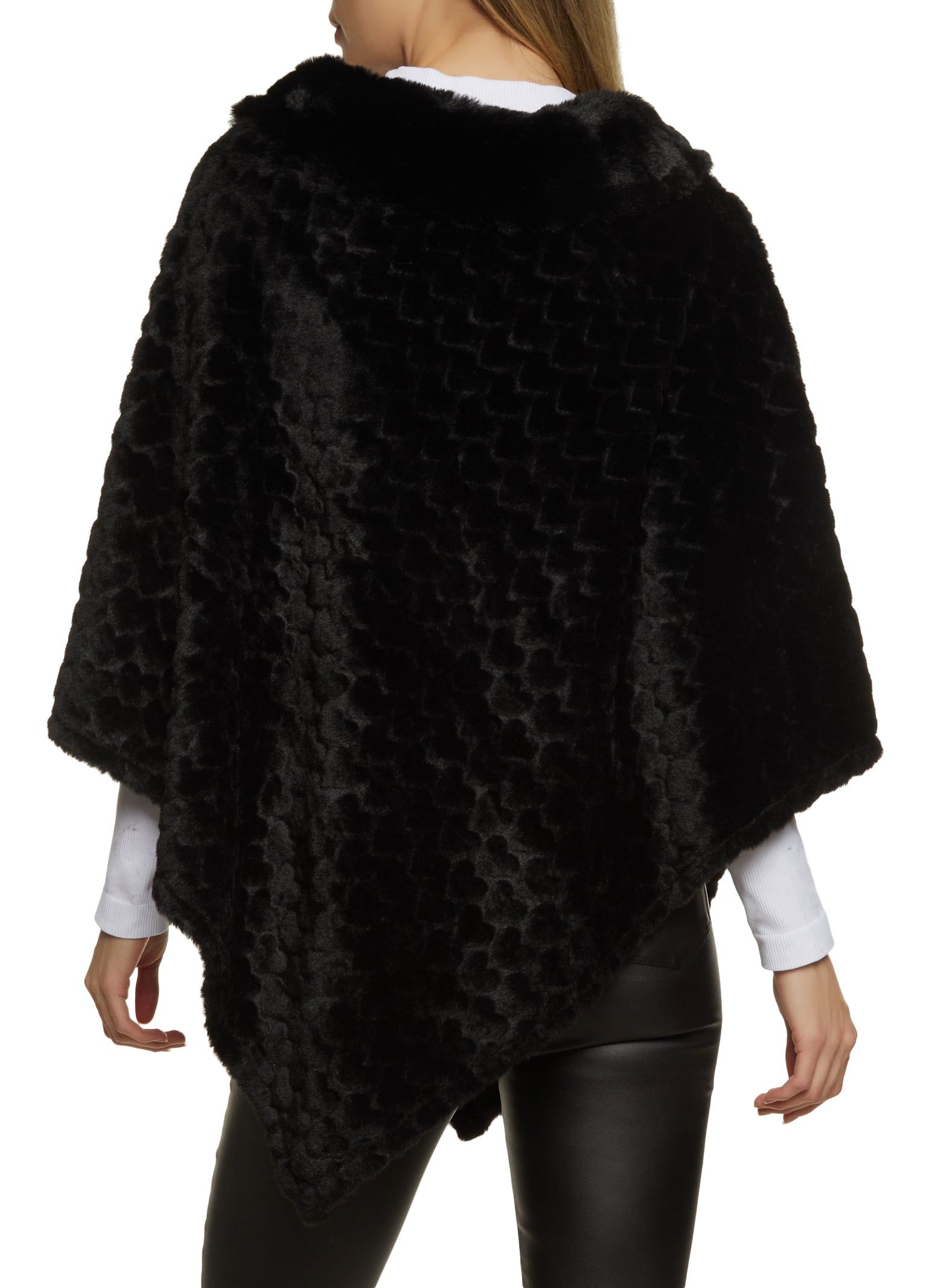 Heart Patterned Faux Fur Poncho sold by Rainbow product image thumbnail 2