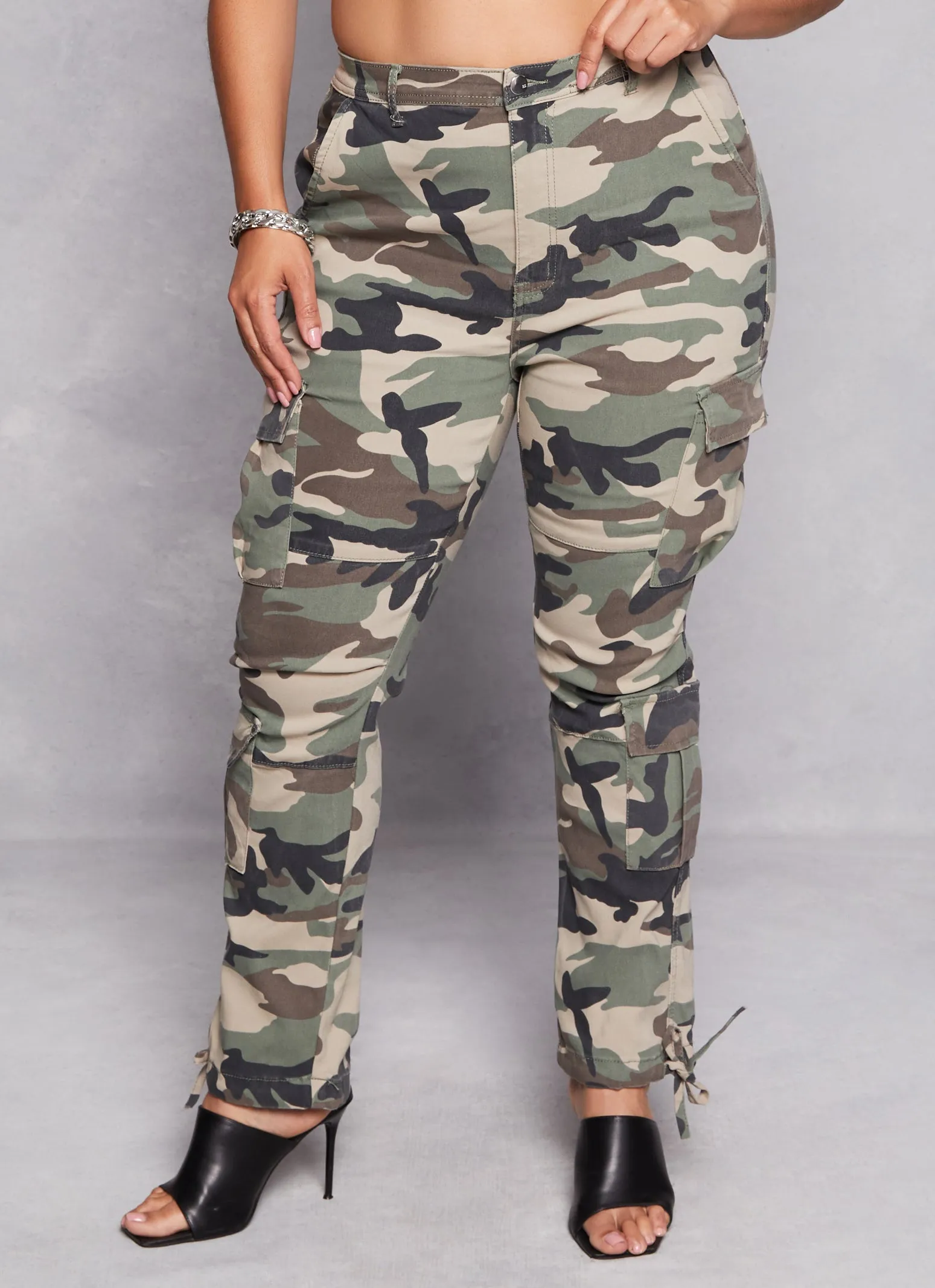 Plus Size Camo Drawstring Hem Cargo Pants sold by Rainbow product image thumbnail 2