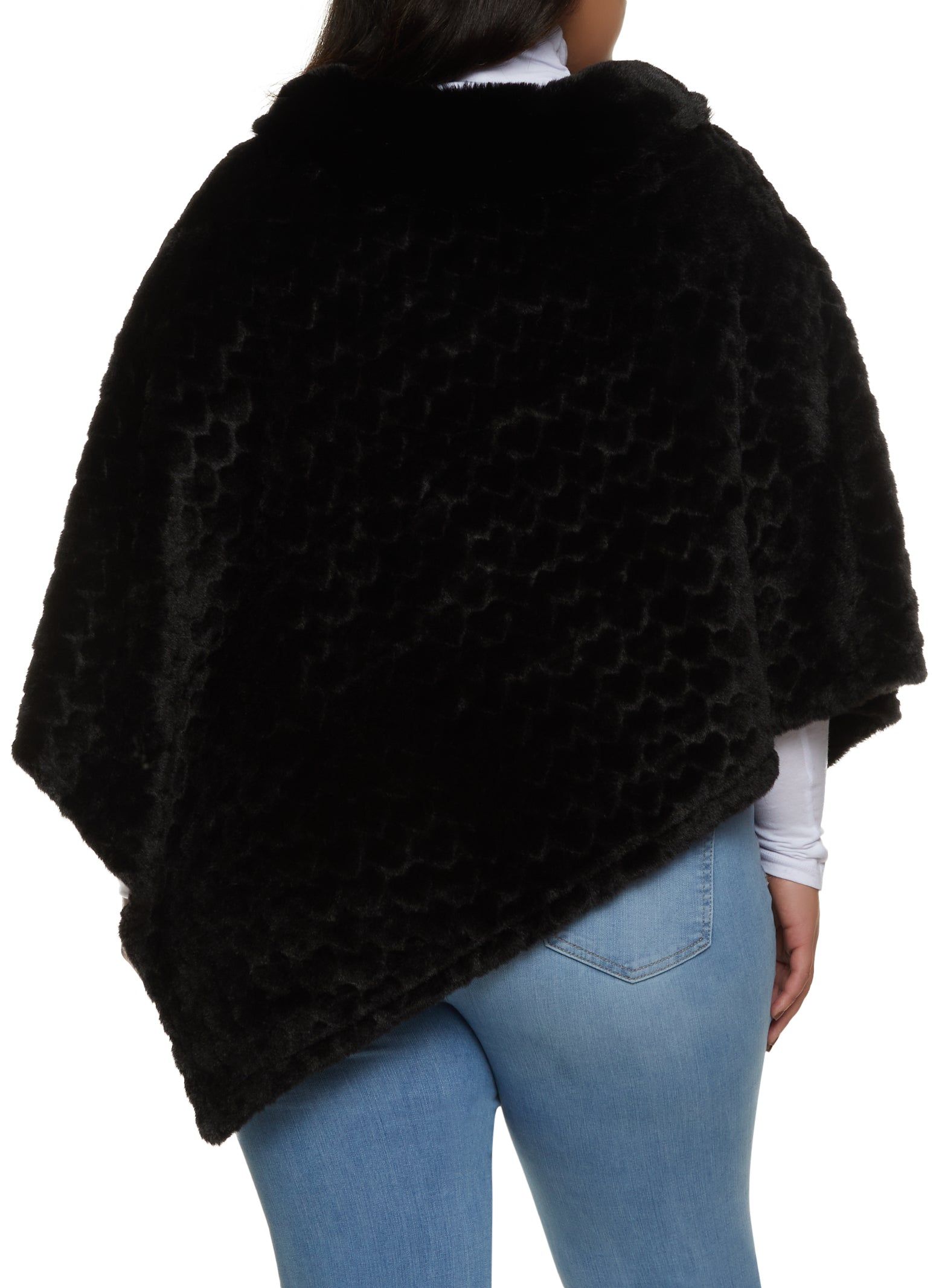 Heart Patterned Faux Fur Poncho sold by Rainbow product image thumbnail 5