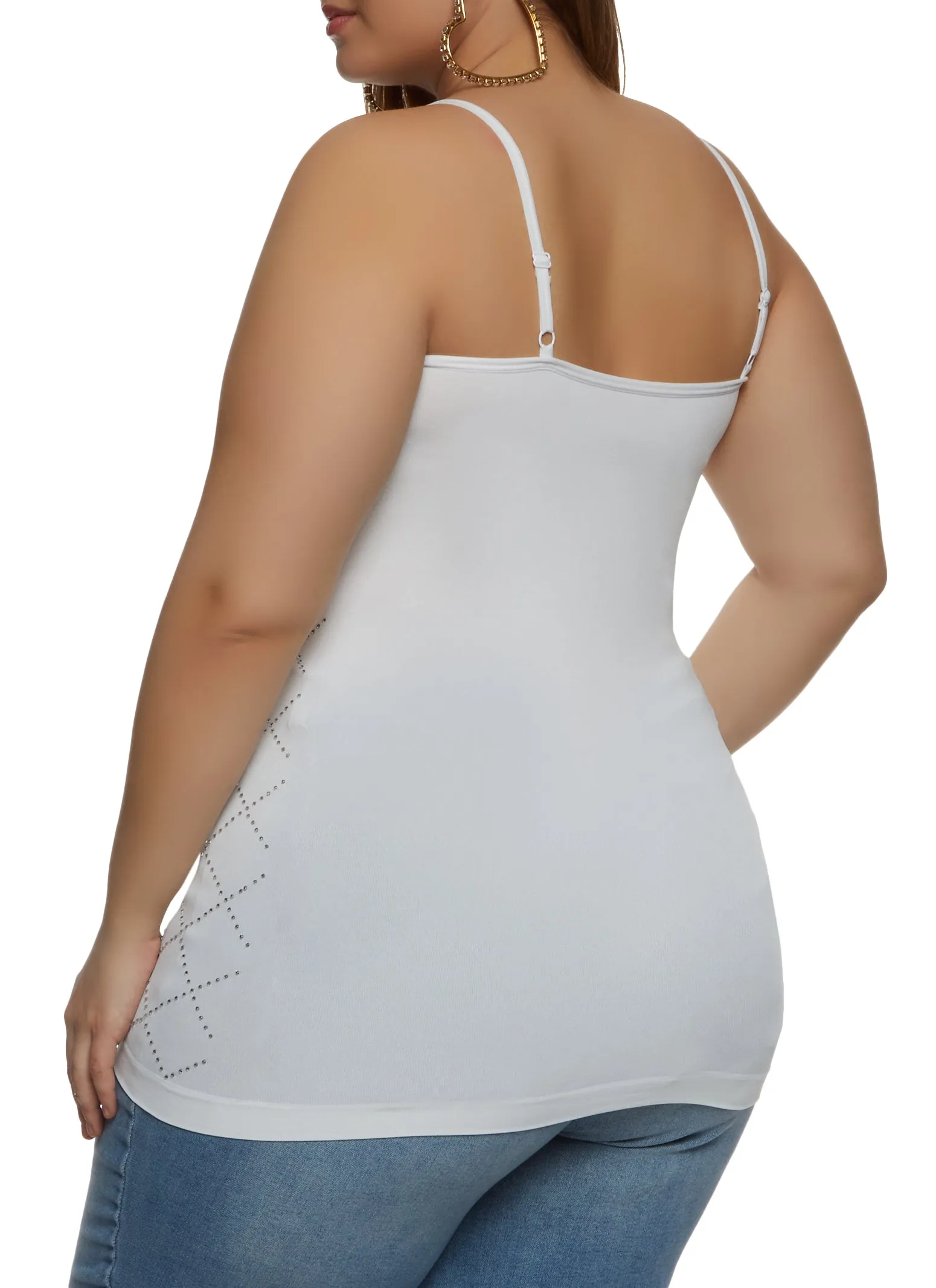 Plus Size Seamless Rhinestone Scoop Neck Cami sold by Rainbow product image thumbnail 2