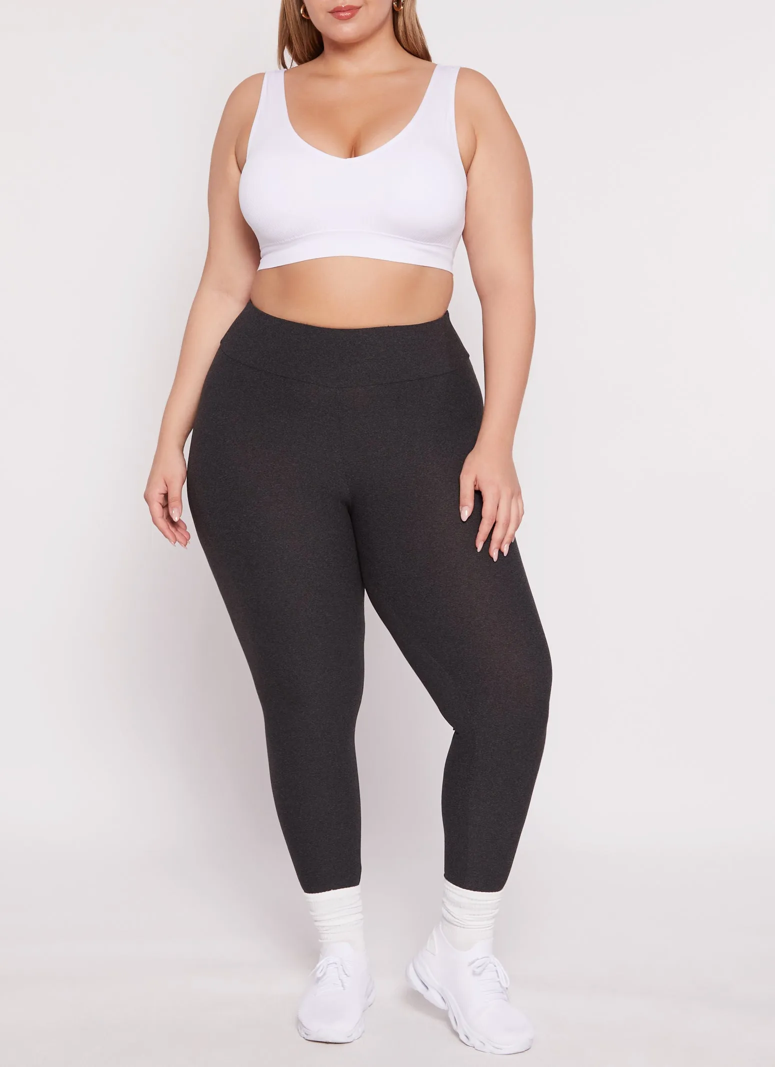Plus Size High Waisted Basic Leggings sold by Rainbow