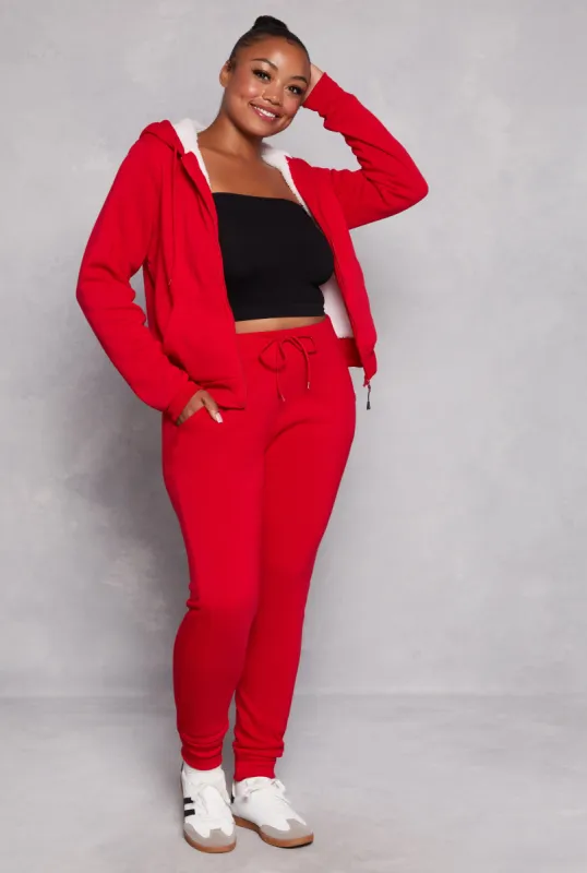 Plus Size Fleece High Waist Drawstring Joggers sold by Rainbow
