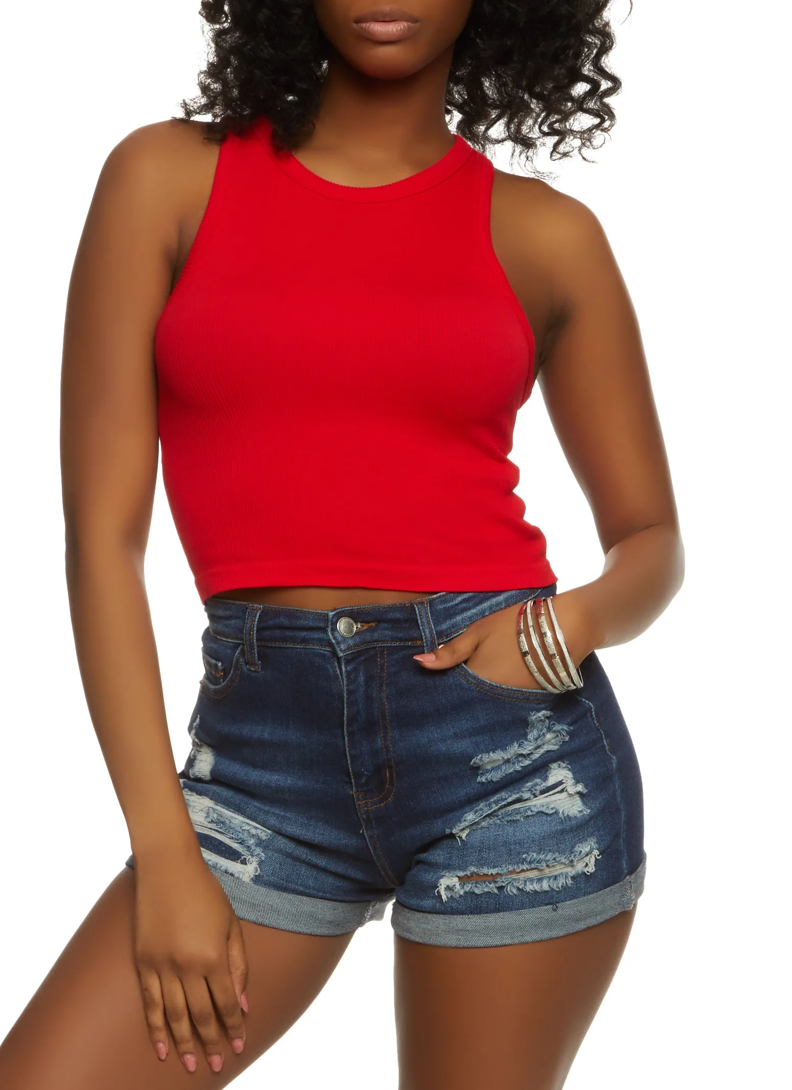 Seamless Ribbed Racerback Tank Top sold by Rainbow