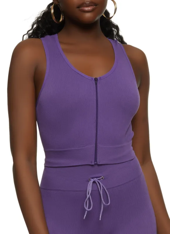 Zip Up Scoop Neck Tank Top sold by Rainbow