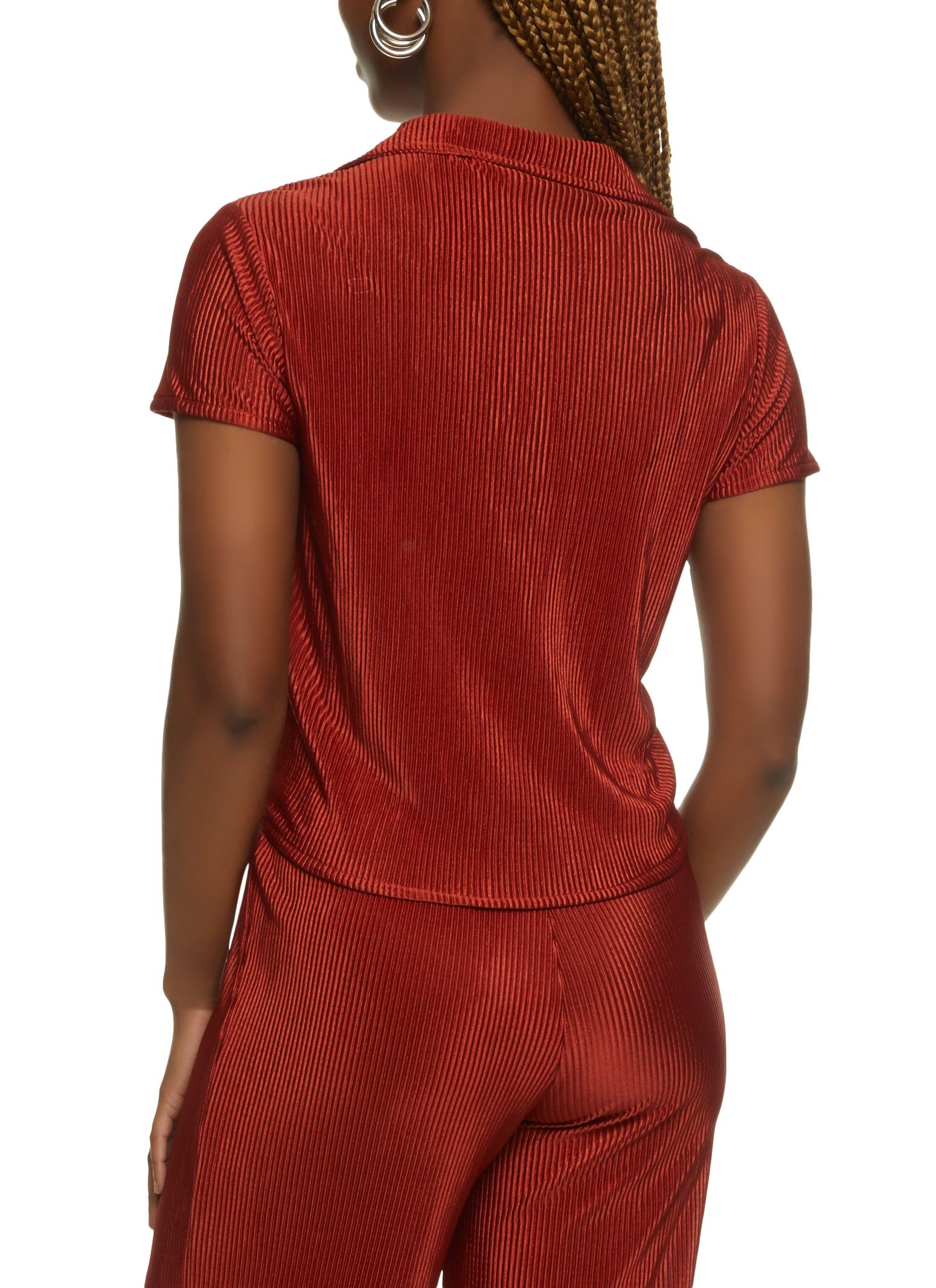 Plisse Button Down Tie Front Shirt sold by Rainbow product image thumbnail 3