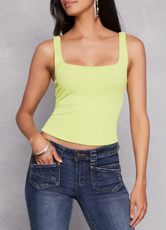 Iris Ribbed Square Neck Tank Top sold by Rainbow