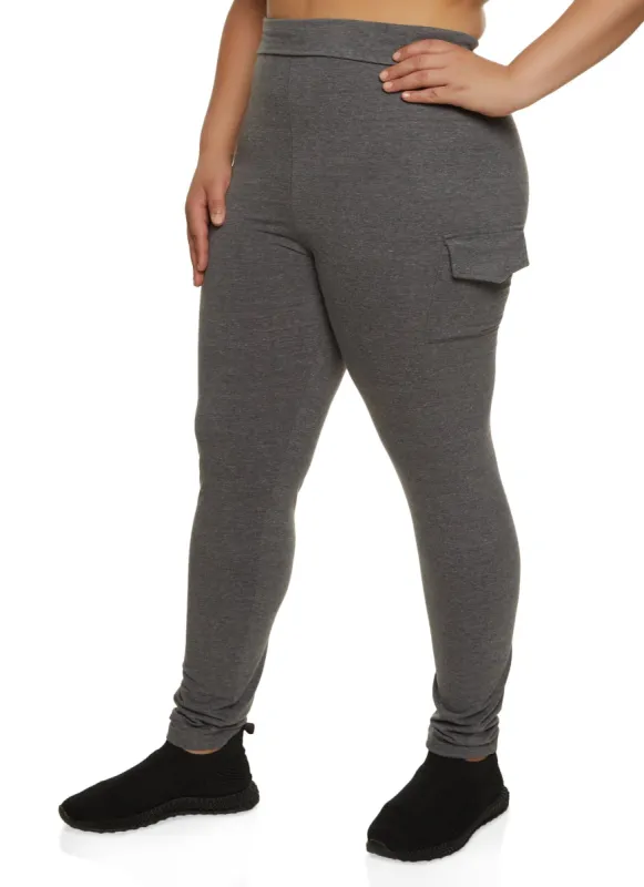 Plus Size High Waist Cargo Pocket Leggings sold by Rainbow